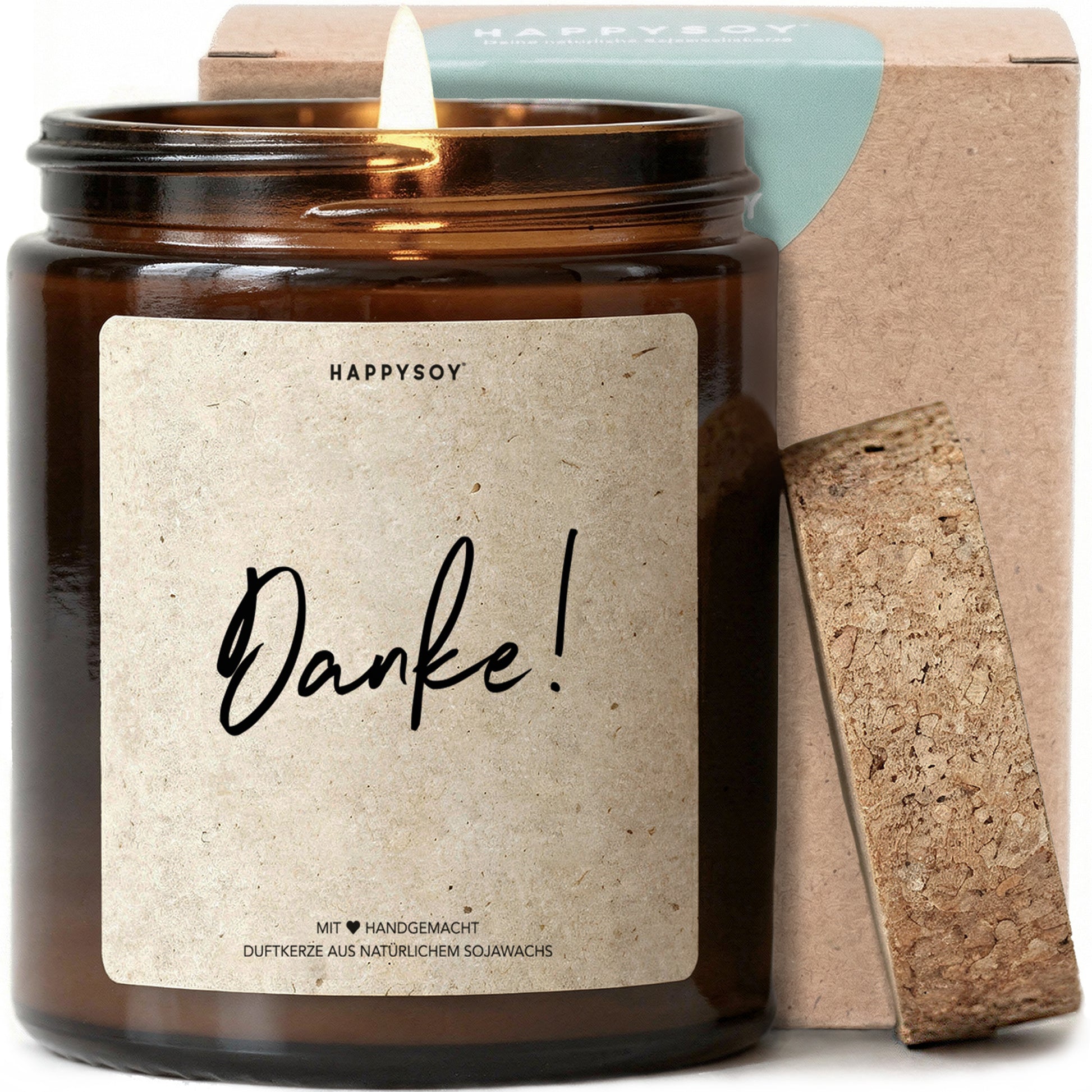Danke! - Duftkerze mit Spruch als liebevolles Dankeschön Geschenk für Freundin, Kollegin, Mama, blumiger Duft, Kerze im Glas - Bild 1