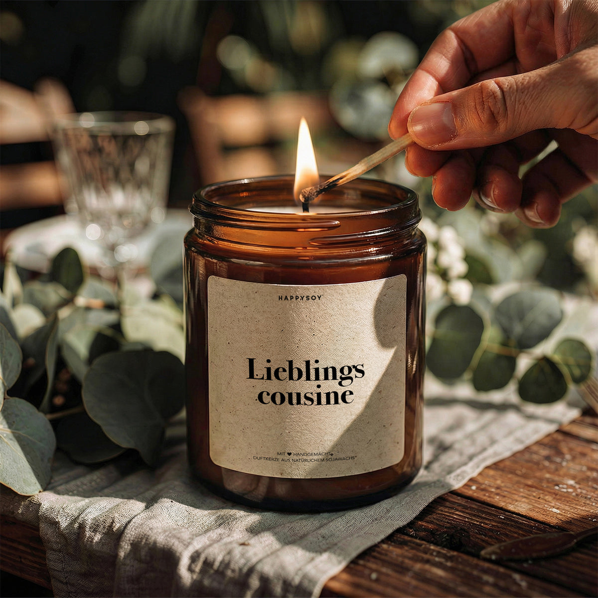 Lieblingscousine - Duftkerze mit Spruch als liebevolles Geschenk für Familie, Cousine, blumiger Duft, Kerze im Glas - Bild 3