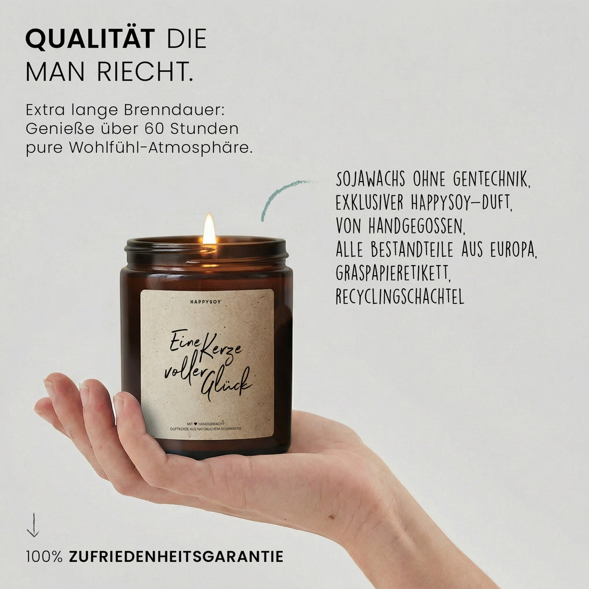 Eine Kerze voller Glück - Duftkerze mit Spruch als liebevolles Geschenk für Freundin, Mama, Schwester, kleine Aufmerksamkeit mit blumigem Duft, Kerze im Glas - Bild 6