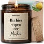 Bin hier wegen der Sommerstimmung - Citronella Duftkerze mit Spruch als Geschenk für Sommerabende und Gartenpartys, Terrassenliebhaber, Kerze im Glas für laue Stunden im Freien - Bild 1