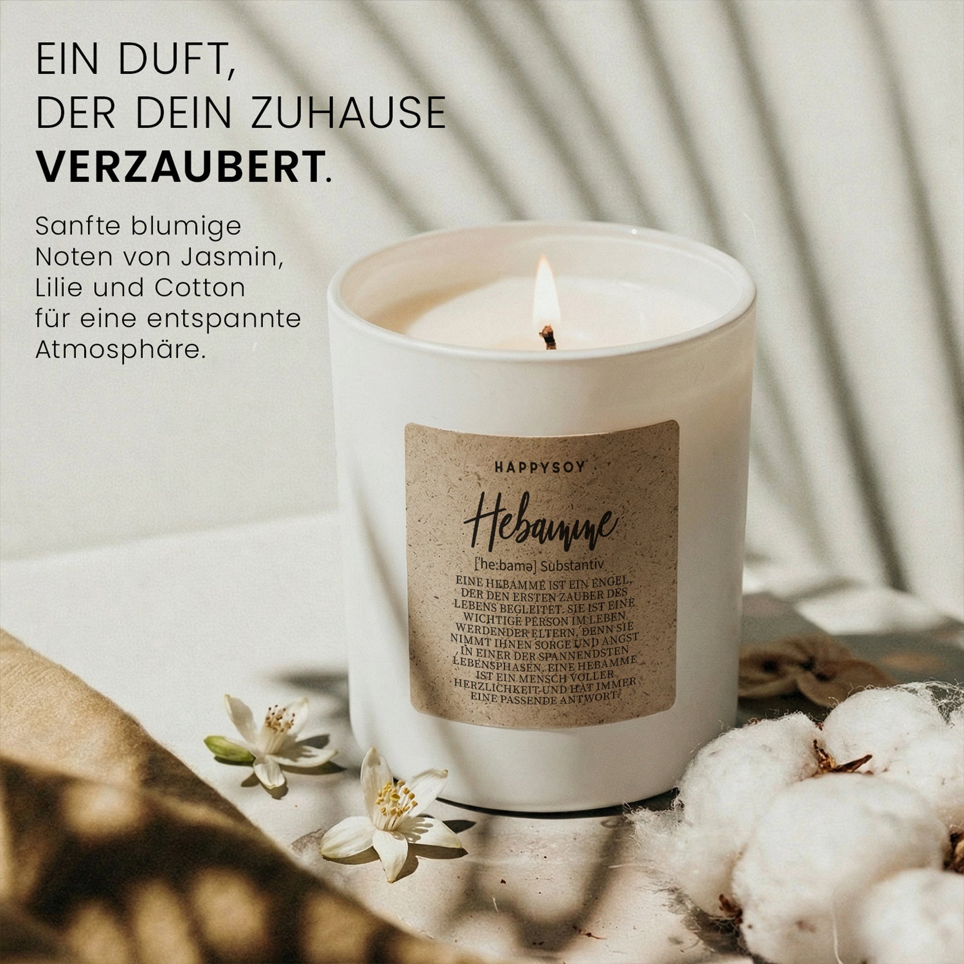 Definition Hebamme - Duftkerze mit Spruch als Geschenk und Dankeschön für Hebammen, liebevolle Aufmerksamkeit, Kerze im Glas, blumiger Duft - Bild 2
