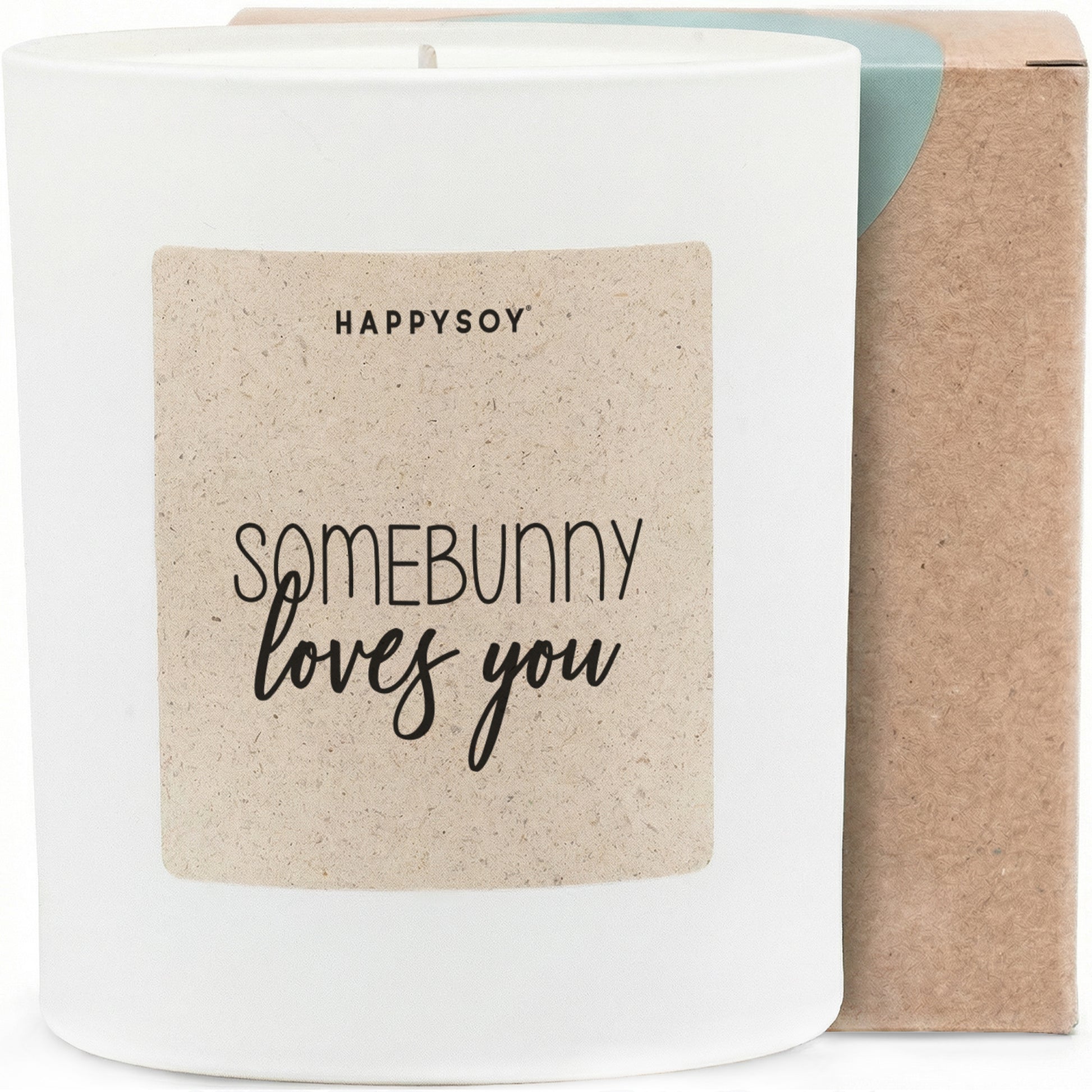 Somebunny Loves You - Duftkerze mit Spruch als liebevolles Geschenk für Freundin, Partnerin, beste Freundin, Kerze im Glas mit blumigem Duft - Bild 1