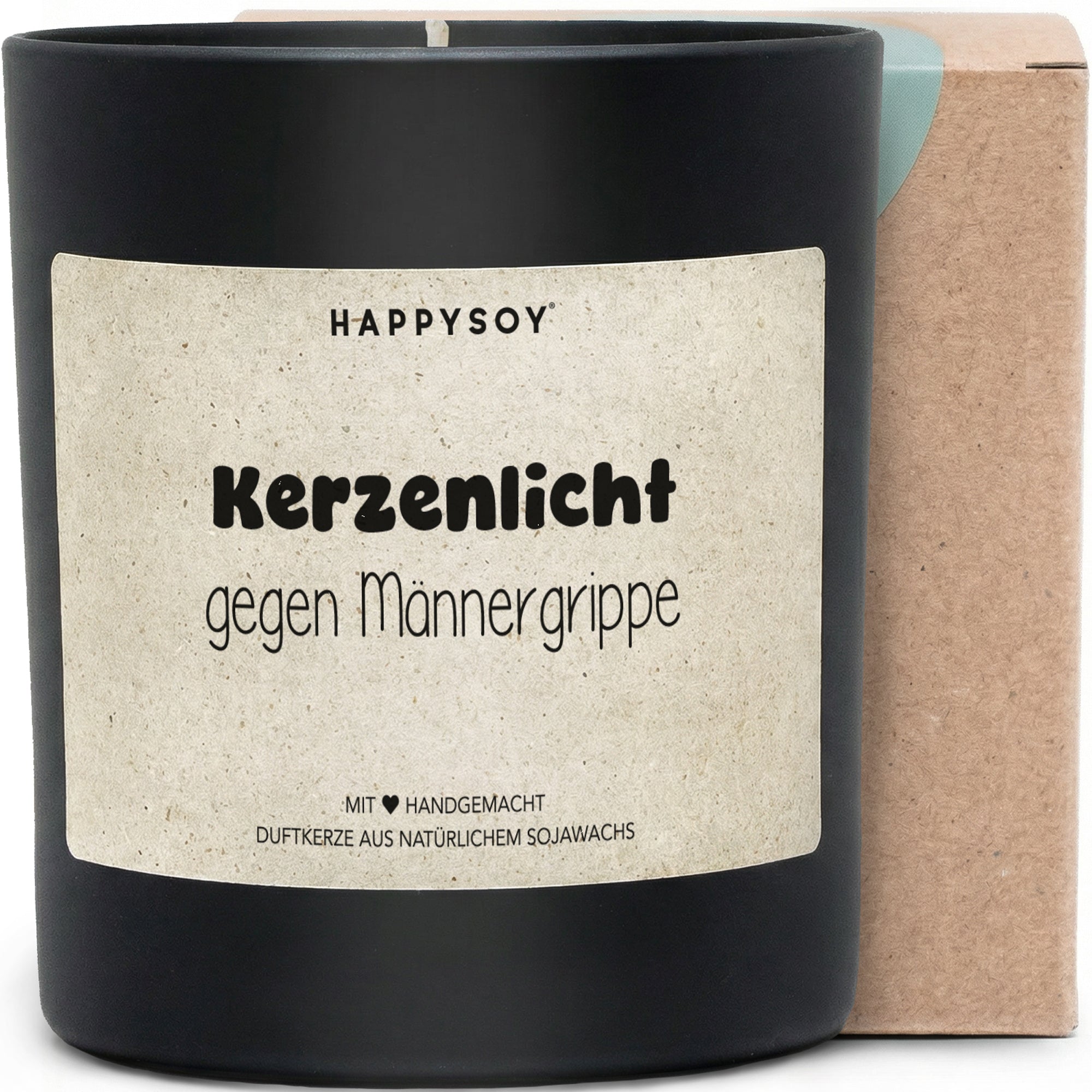 Kerzenlicht gegen Männergrippe - Duftkerze mit Spruch als lustige Geschenkidee für Männer, Freund, Partner, Kerze im Glas mit blumigem Duft - Bild 1