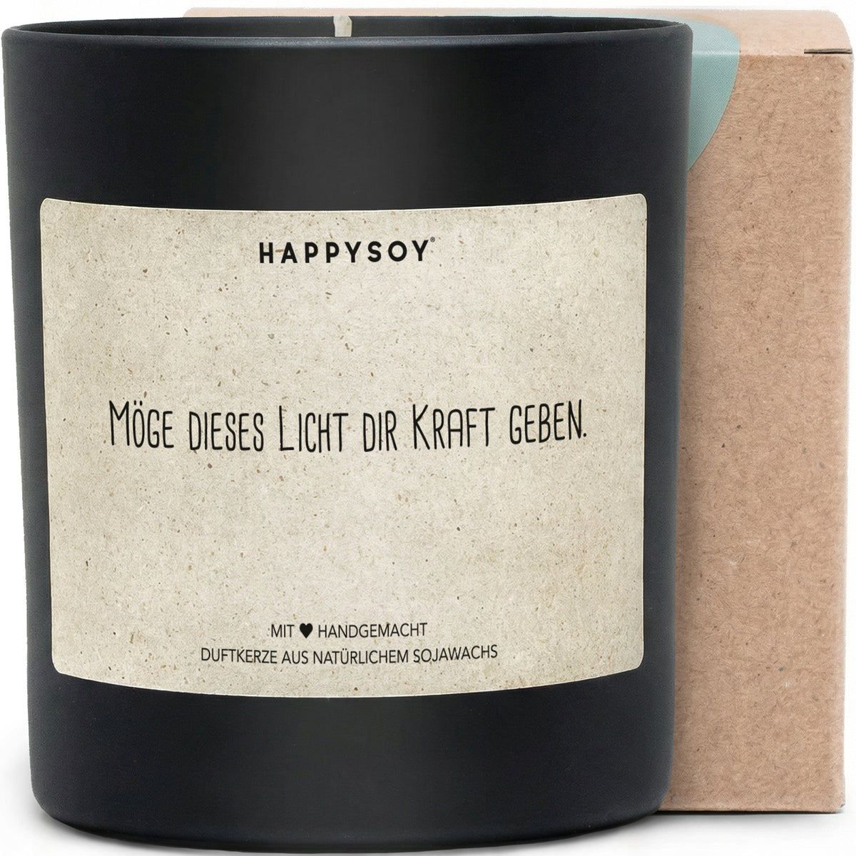 Möge dieses Licht dir Kraft geben - Duftkerze mit Spruch als Geschenk zur Aufmunterung, liebevolle Botschaft für Freundin, Trostgeschenk, Kerze im Glas mit blumigem Duft - Bild 1