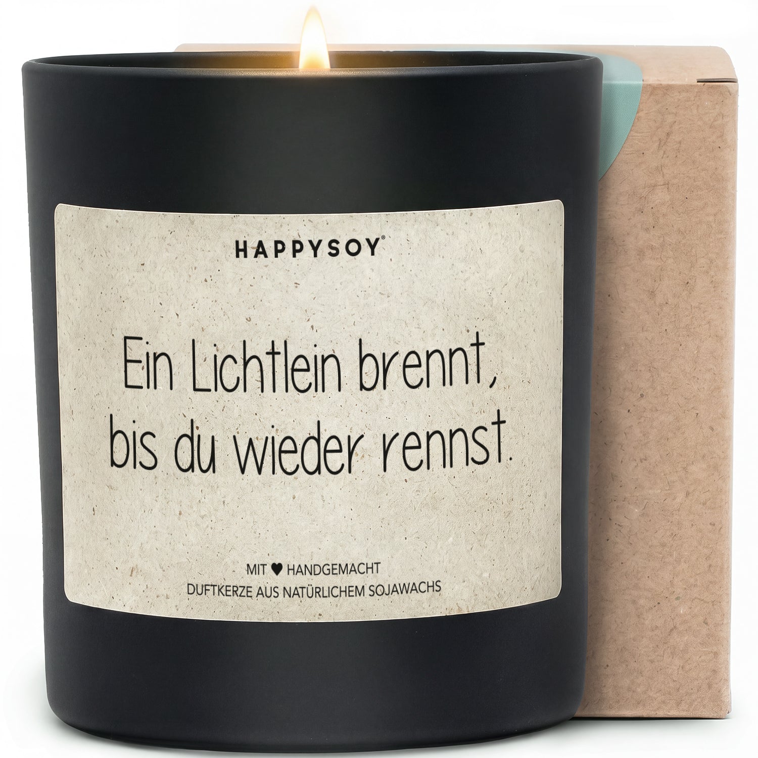 Ein Lichtlein brennt, bis du wieder rennst - Duftkerze mit Spruch als Geschenk zur Genesung, Aufmunterung, liebevolle Kerze im Glas mit blumigem Duft - Bild 1