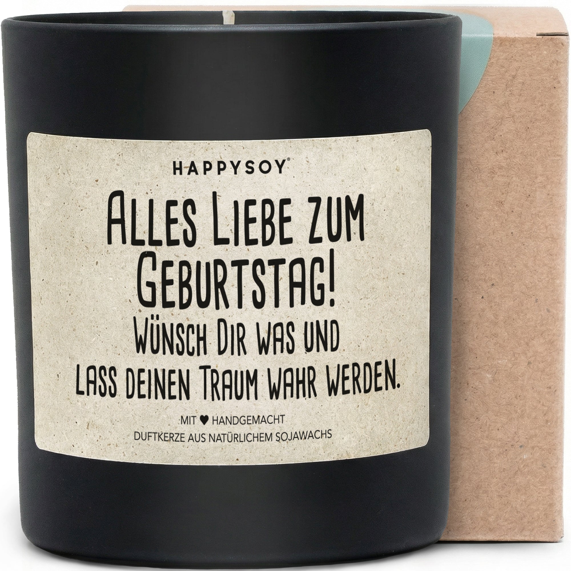 Duftkerze - Alles Liebe zum Geburtstag! Wünsch Dir was und lass deinen Traum wahr werden. - Happysoy®