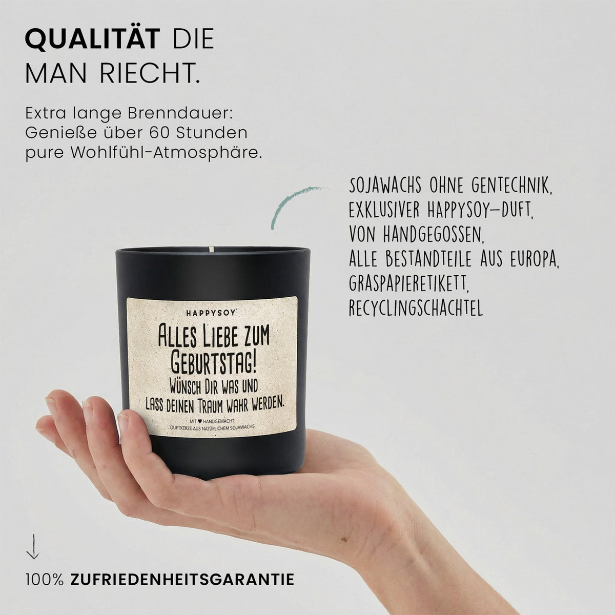 Duftkerze - Alles Liebe zum Geburtstag! Wünsch Dir was und lass deinen Traum wahr werden. - Happysoy®