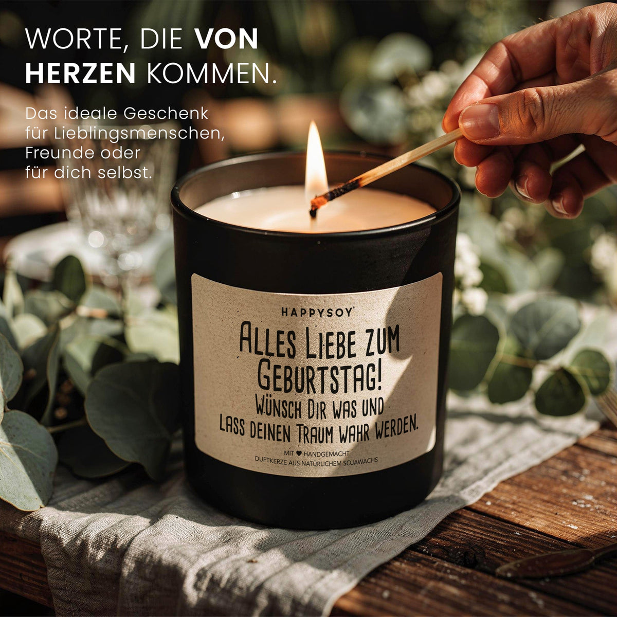 Duftkerze - Alles Liebe zum Geburtstag! Wünsch Dir was und lass deinen Traum wahr werden. - Happysoy®