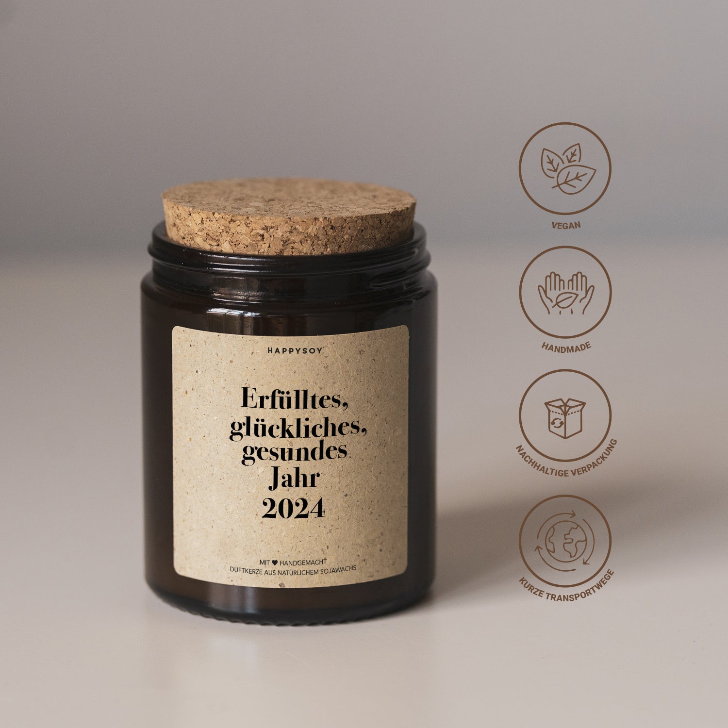 Duftkerze - Erfülltes, glückliches, gesundes Jahr 2024 - Happysoy®