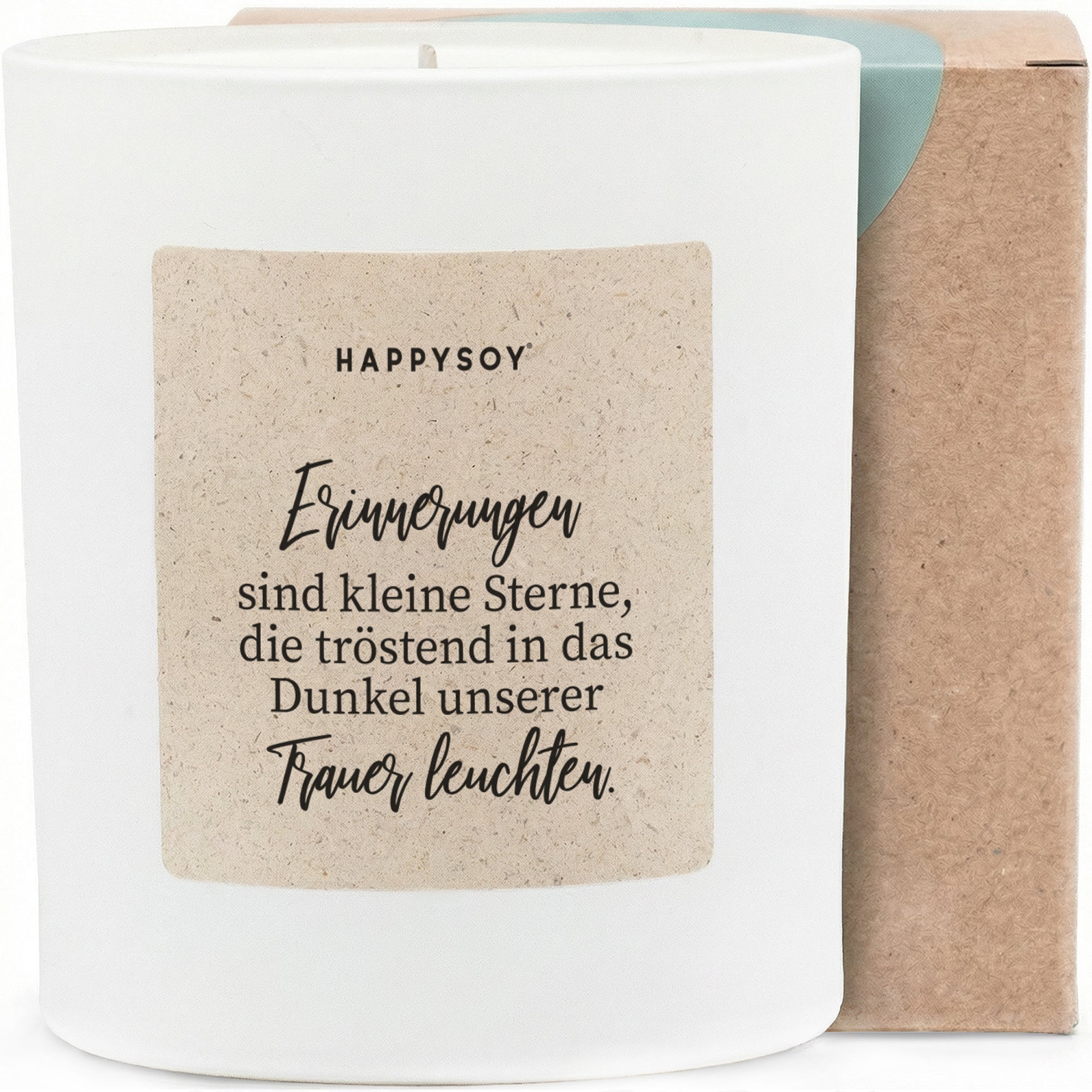 Duftkerze - Erinnerungen sind die kleinen Sterne die tröstend in das Dunkel unserer Trauer leuchten. - Happysoy®
