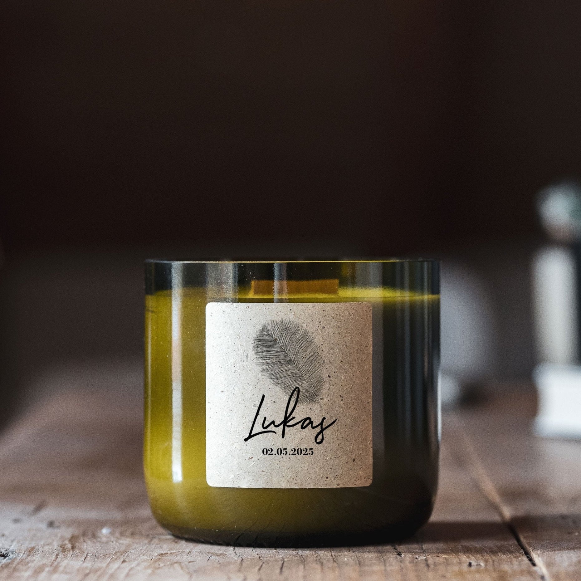 Duftkerze - Feder (Personalisierbar) - Happysoy®