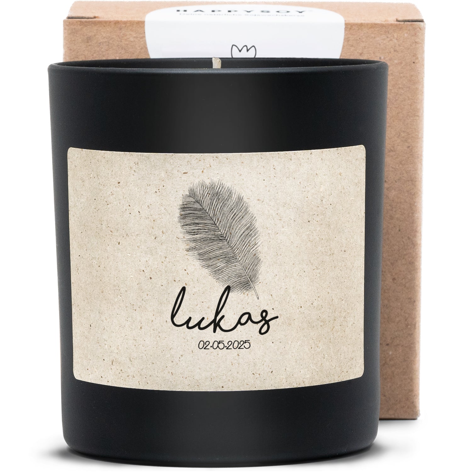 Duftkerze - Feder (Personalisierbar) - Happysoy®