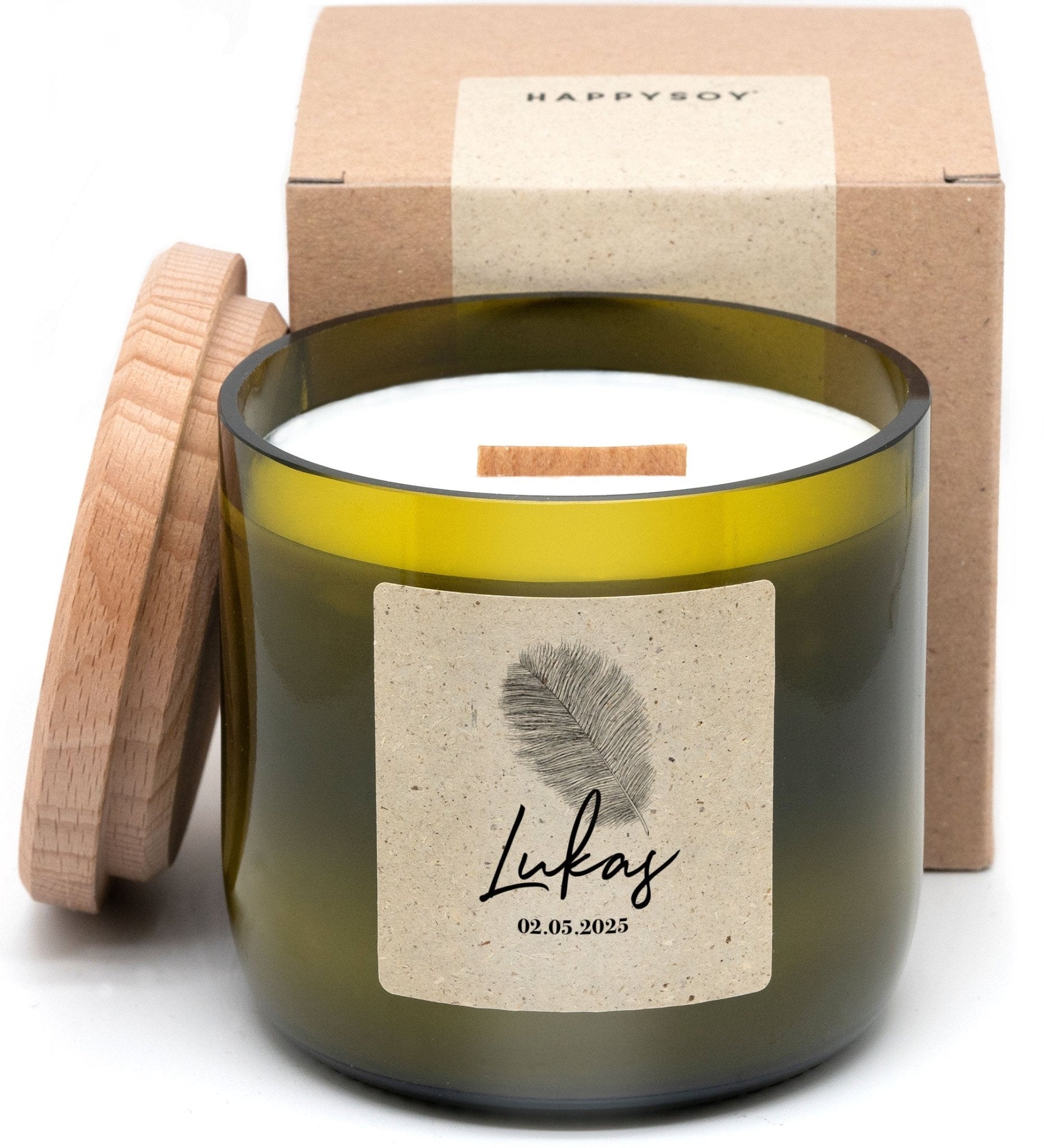 Duftkerze - Feder (Personalisierbar) - Happysoy®