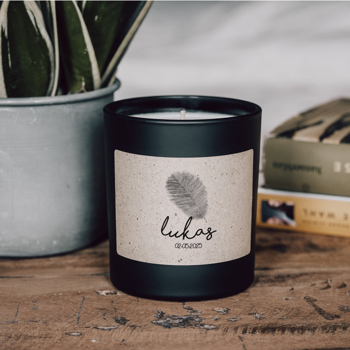 Duftkerze - Feder (Personalisierbar) - Happysoy®
