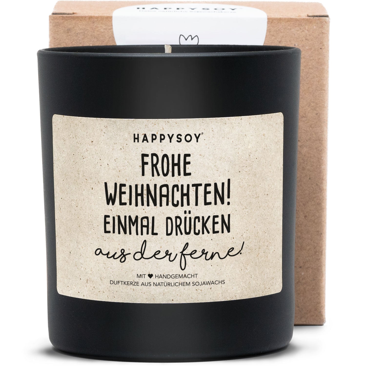 Duftkerze - Frohe Weihnachten! Einmal drücken aus der Ferne! - Happysoy®