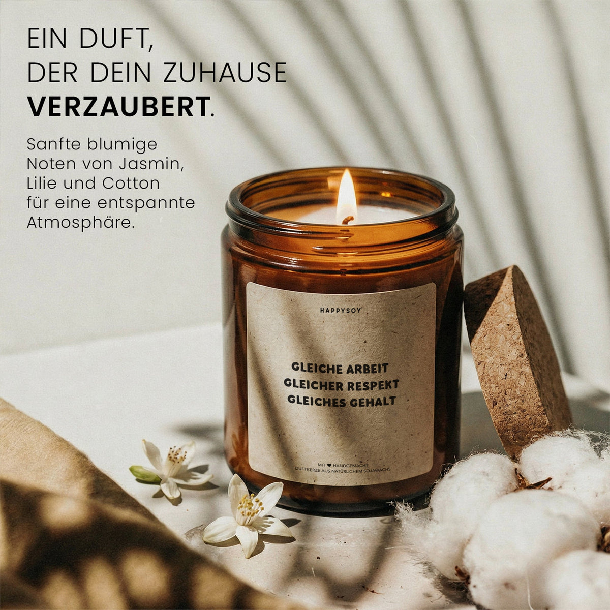 Duftkerze - Gleiche Arbeit Gleicher Respekt Gleiches Gehalt - Happysoy®