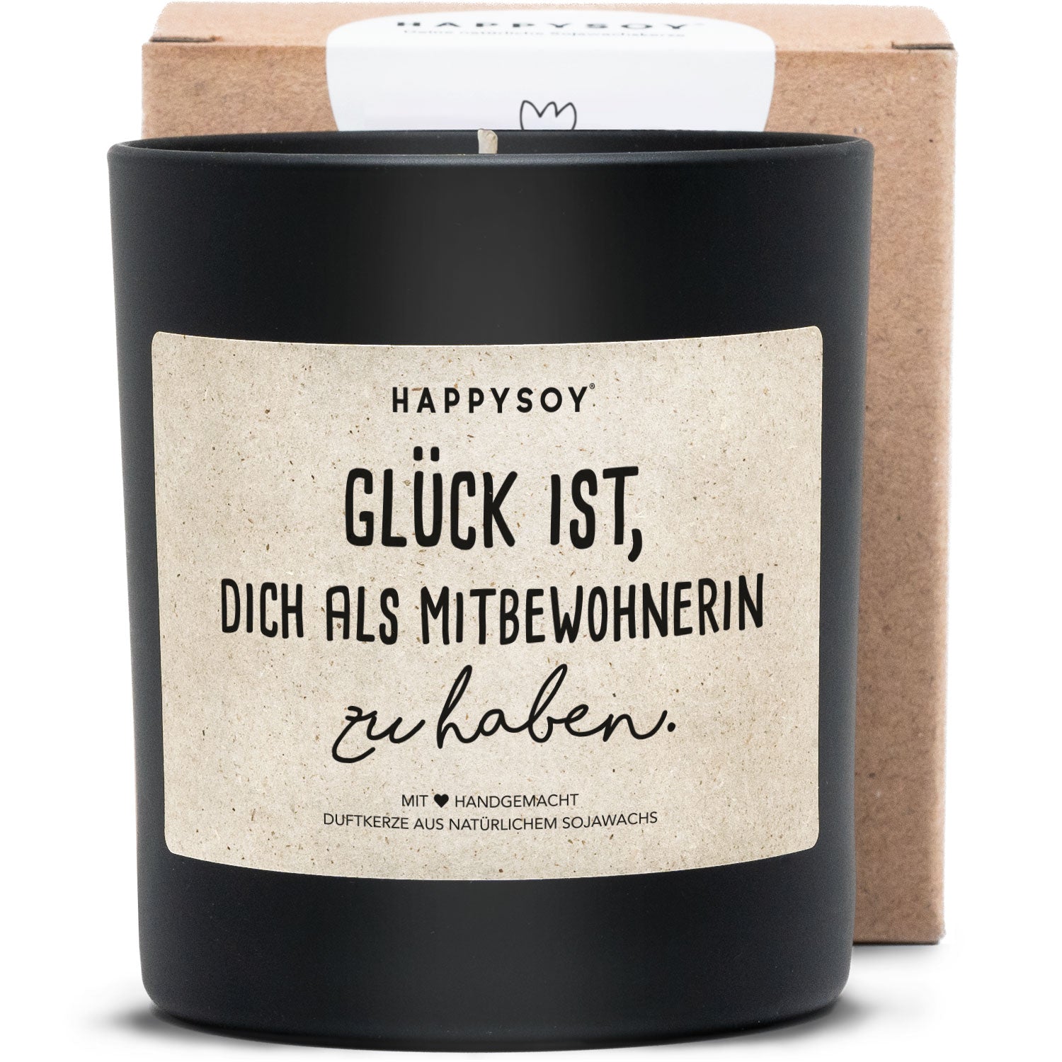 Duftkerze - Glück ist, dich als Mitbewohnerin zu haben - Happysoy®