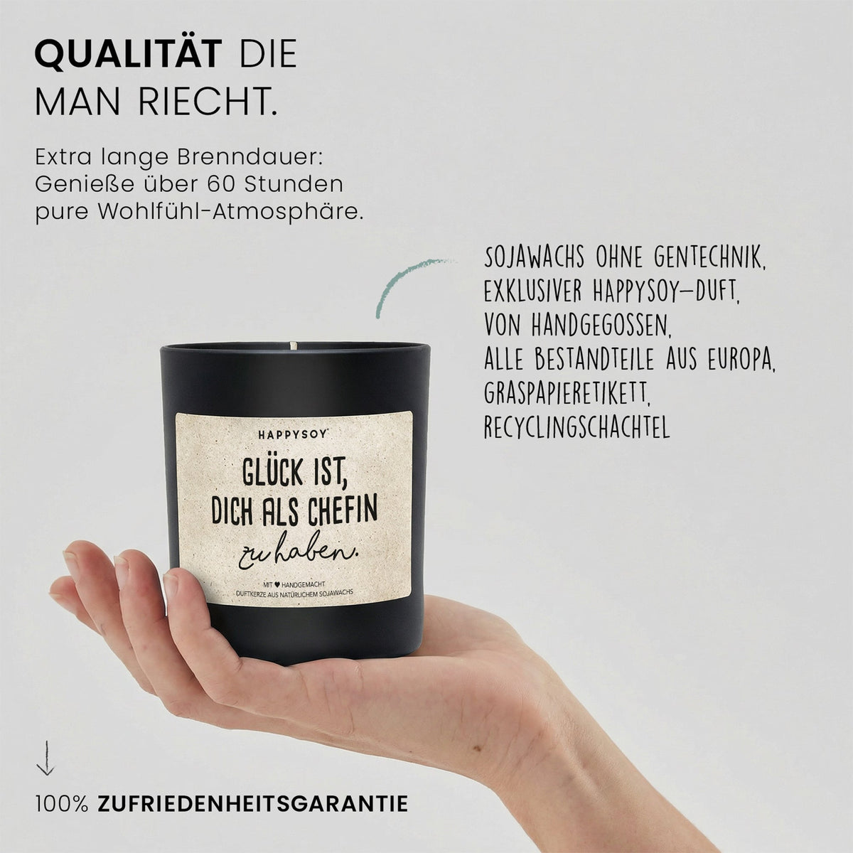 Duftkerze - Glück ist, dich als Chefin zu haben. - Happysoy®