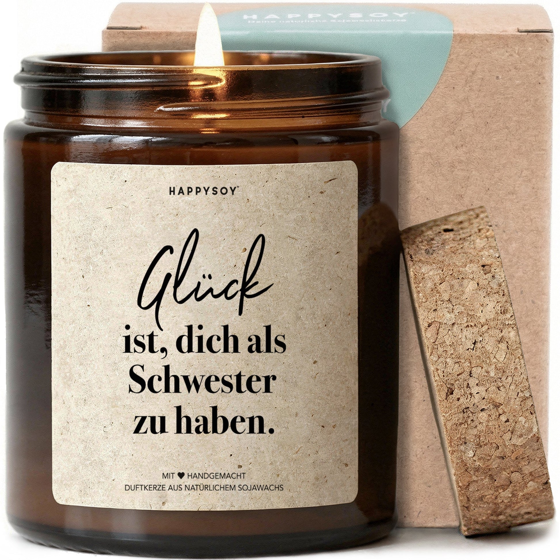 Duftkerze - Glück ist, dich als Schwester zu haben. - Happysoy®