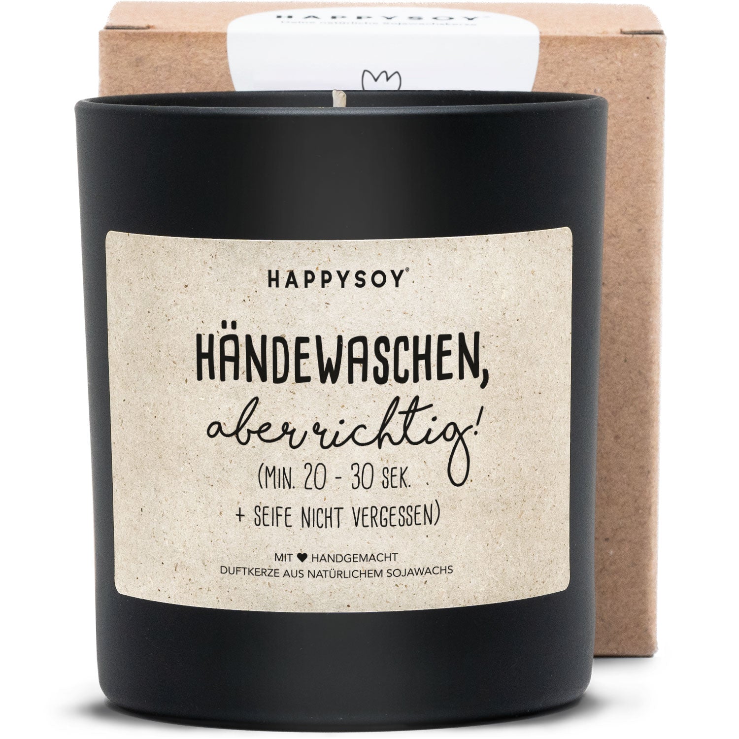 Duftkerze - Händewaschen, aber richtig! (mind. 20 - 30 Sek. + Seife nicht vergessen!) - Happysoy®