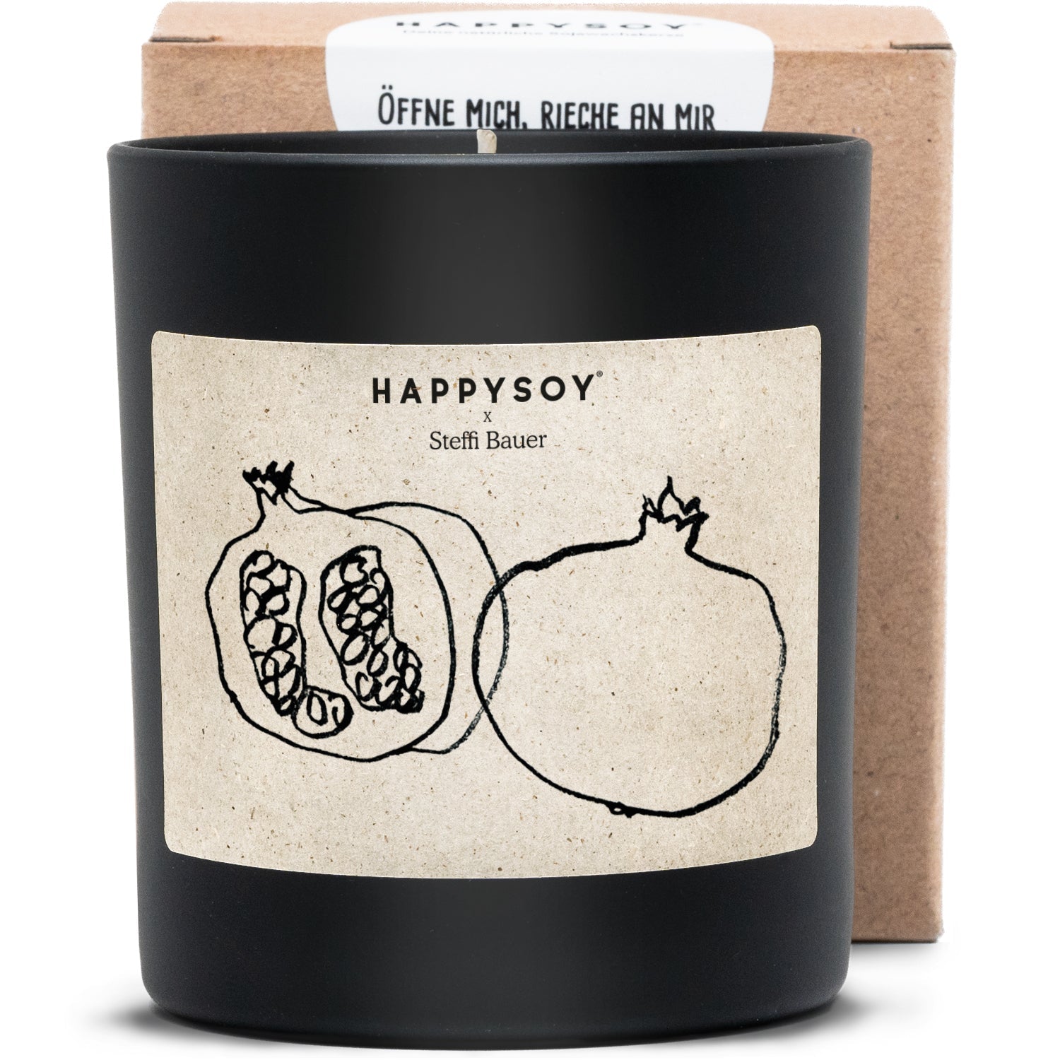 Duftkerze - HAPPYSOY® Art Collection by Steffi Bauer "Granatapfel" - Happysoy®