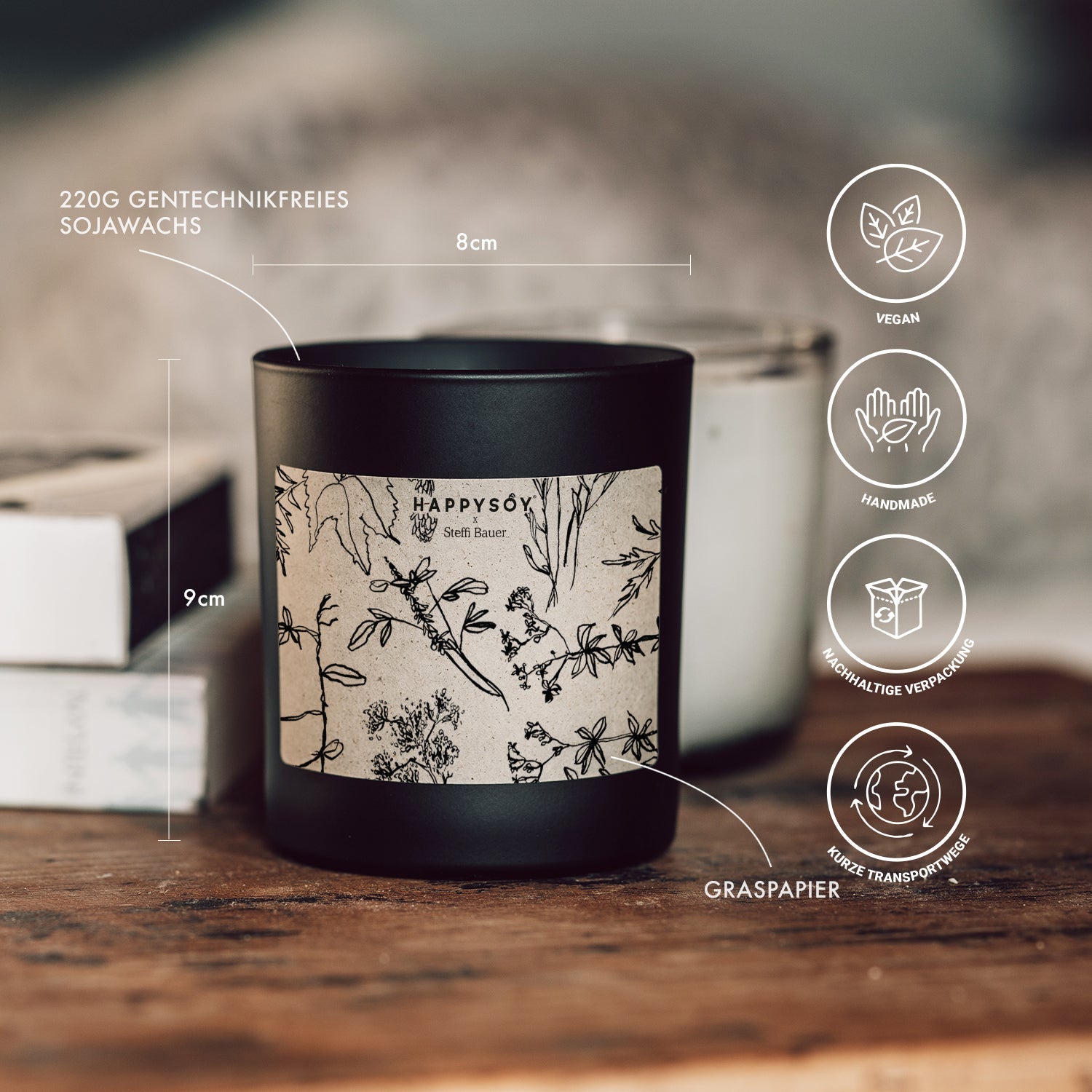 Duftkerze - HAPPYSOY® Art Collection by Steffi Bauer "Kräuter" - Happysoy®