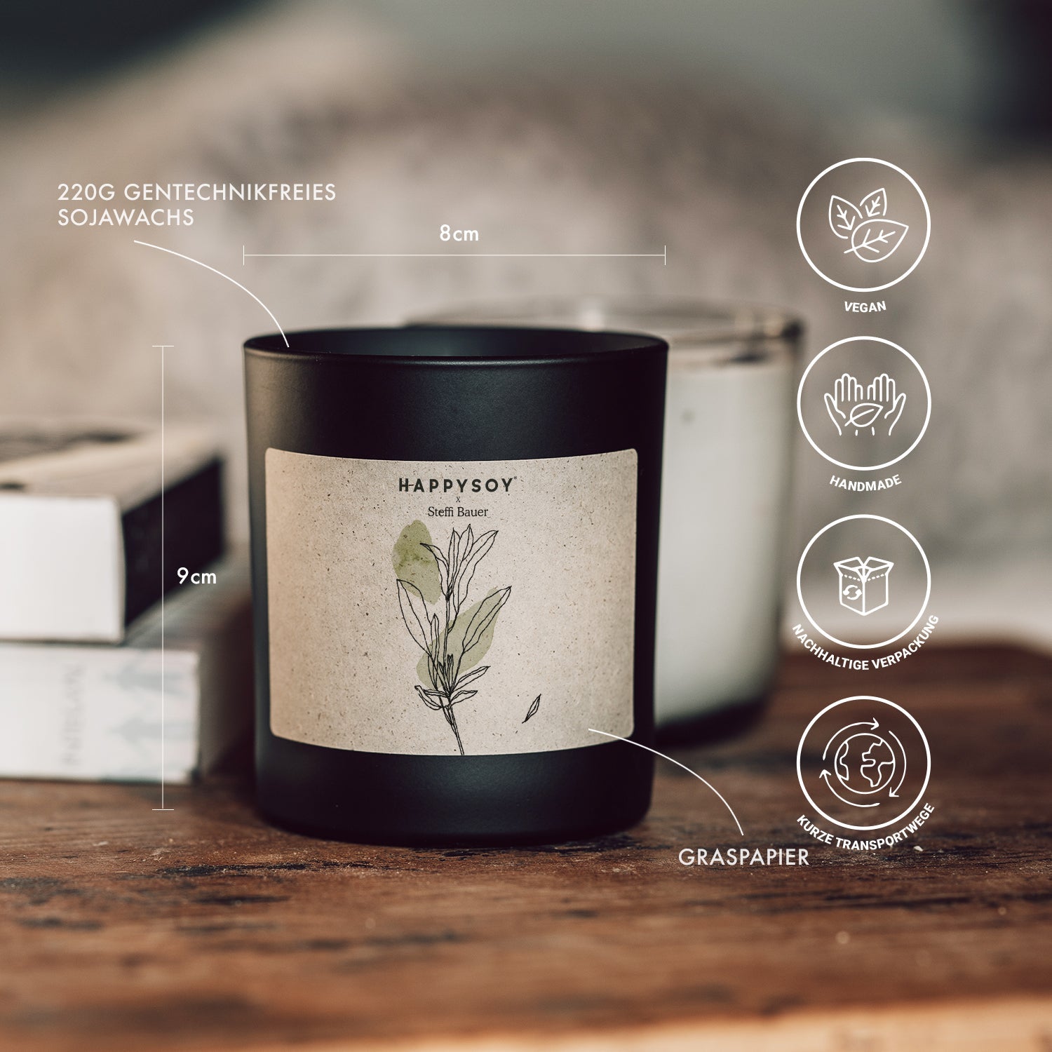 Duftkerze - HAPPYSOY® Art Collection by Steffi Bauer "Salbei" - Happysoy®