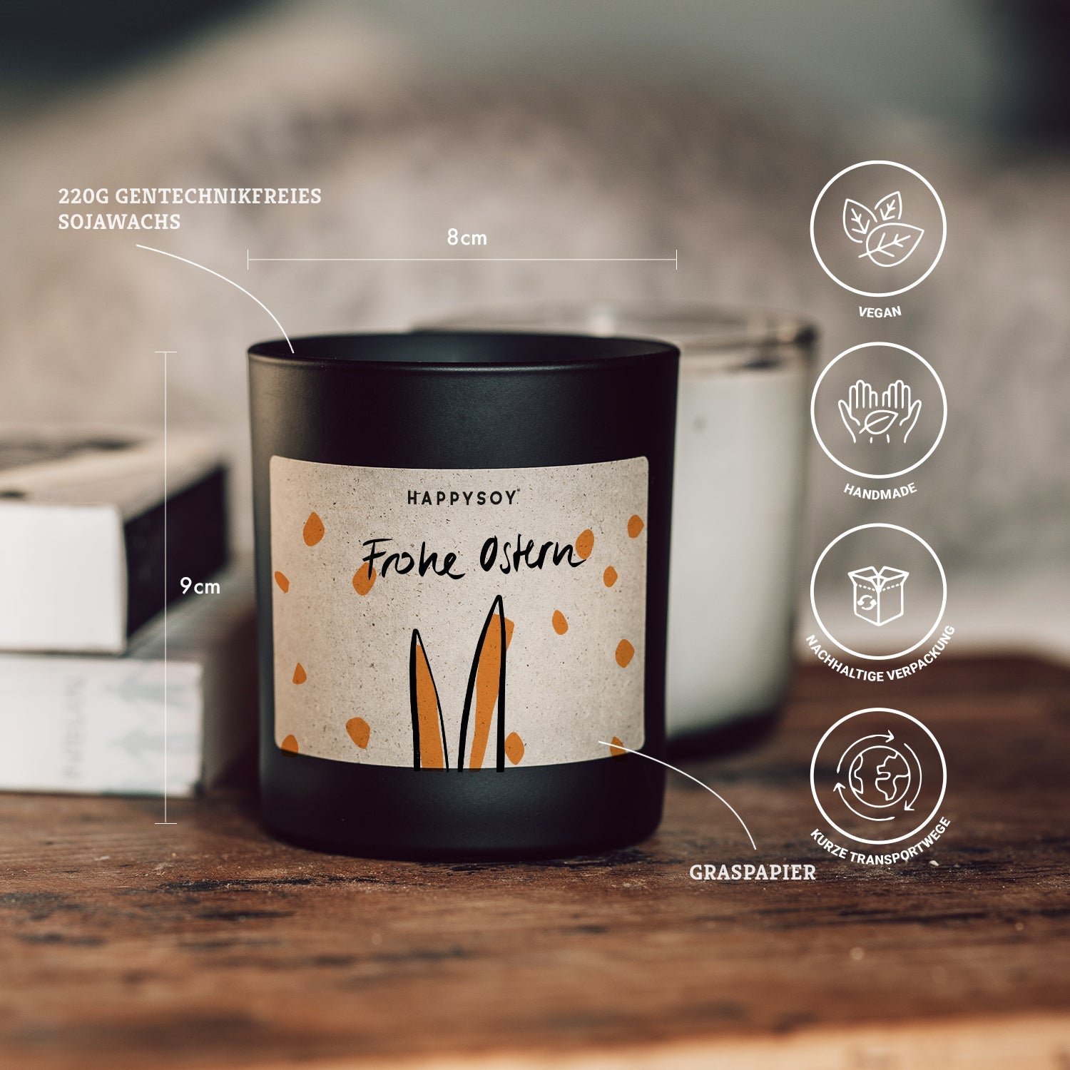 Duftkerze - HAPPYSOY® by Steffi Bauer "Frohe Ostern" - Happysoy®