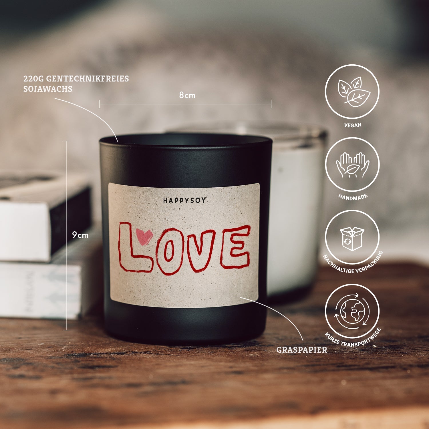 Duftkerze - HAPPYSOY® by Steffi Bauer - Love rosarot - Happysoy®