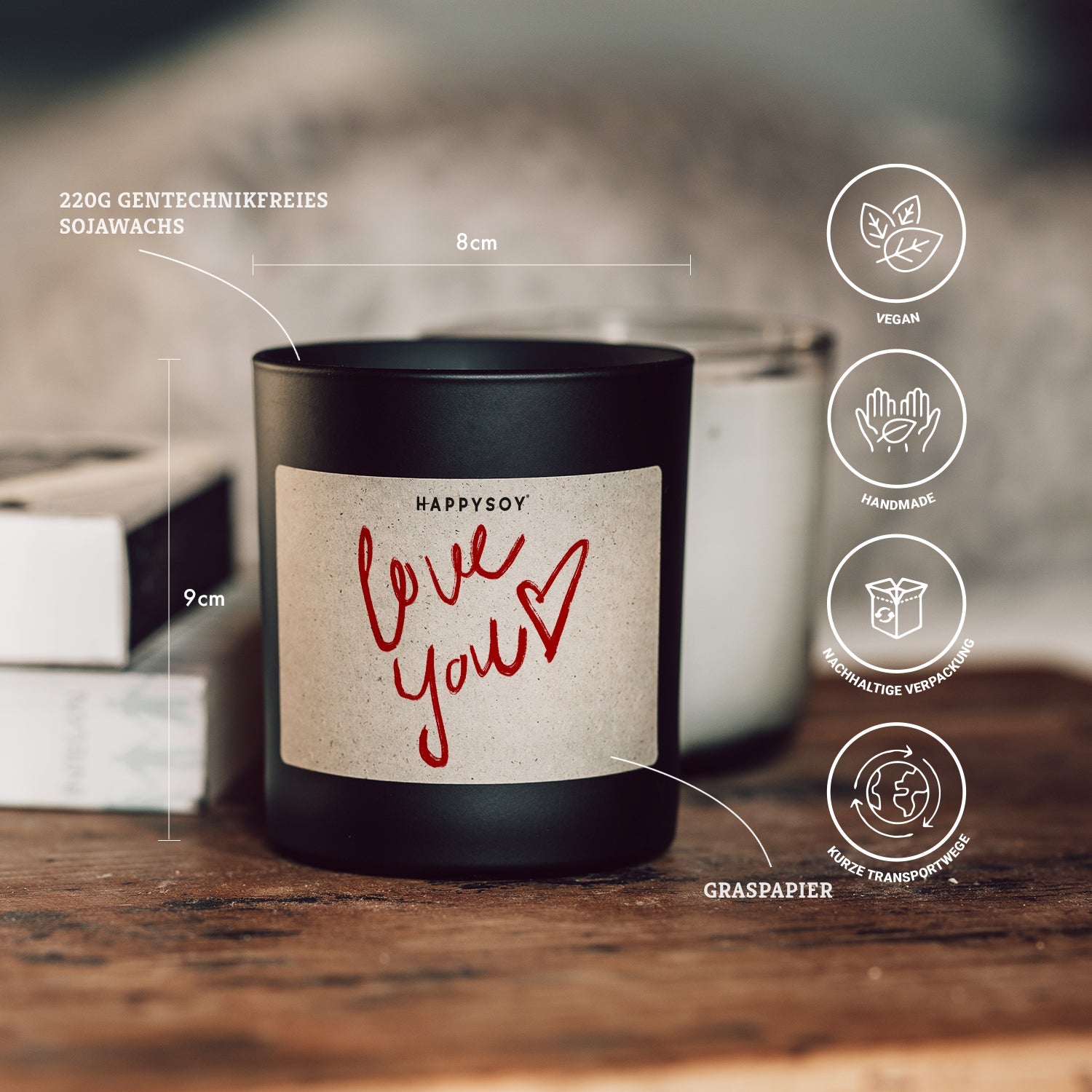 Duftkerze - HAPPYSOY® by Steffi Bauer - Love You Herz - Happysoy®