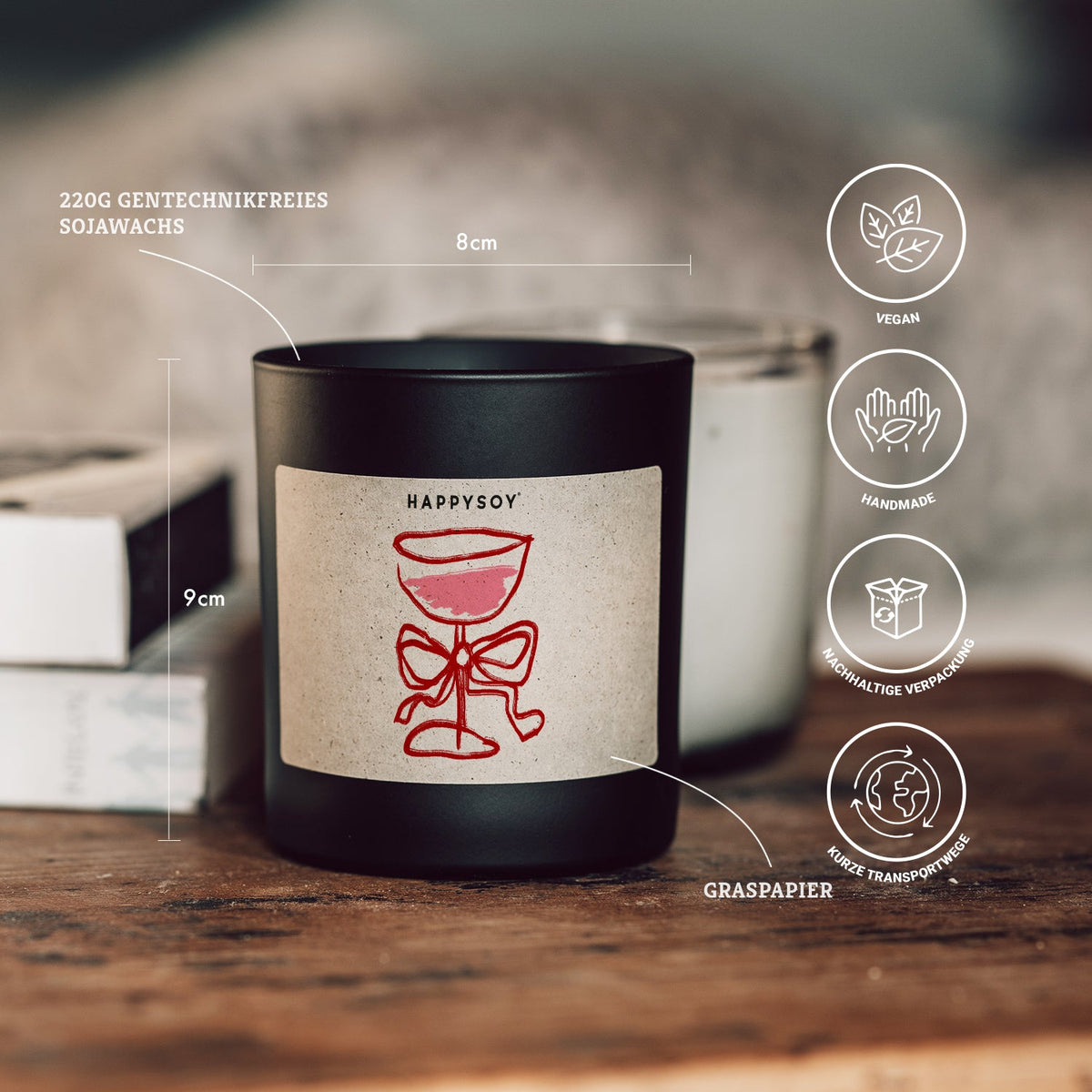 Duftkerze - HAPPYSOY® by Steffi Bauer - Wein Liebe - Happysoy®