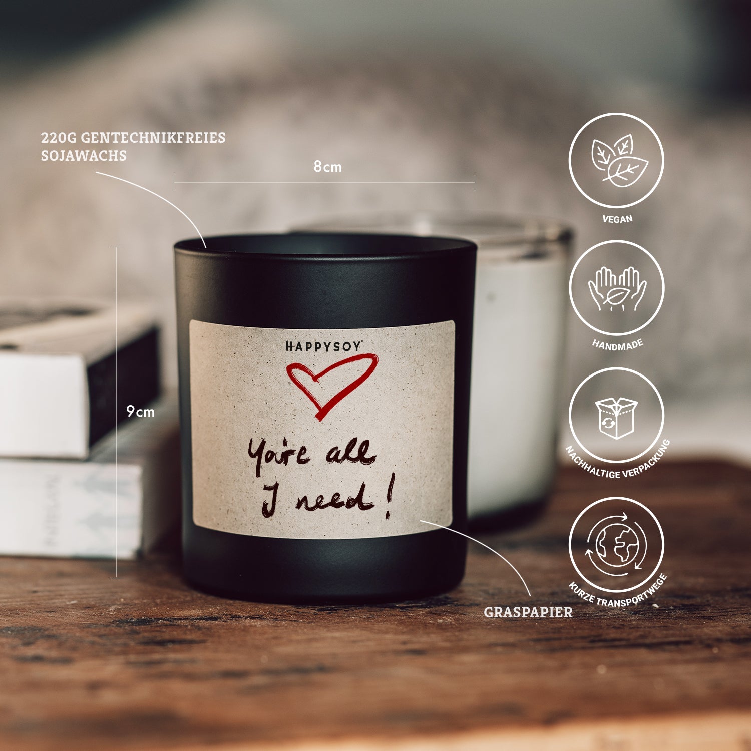 Duftkerze - HAPPYSOY® by Steffi Bauer - You are all I need - Happysoy®