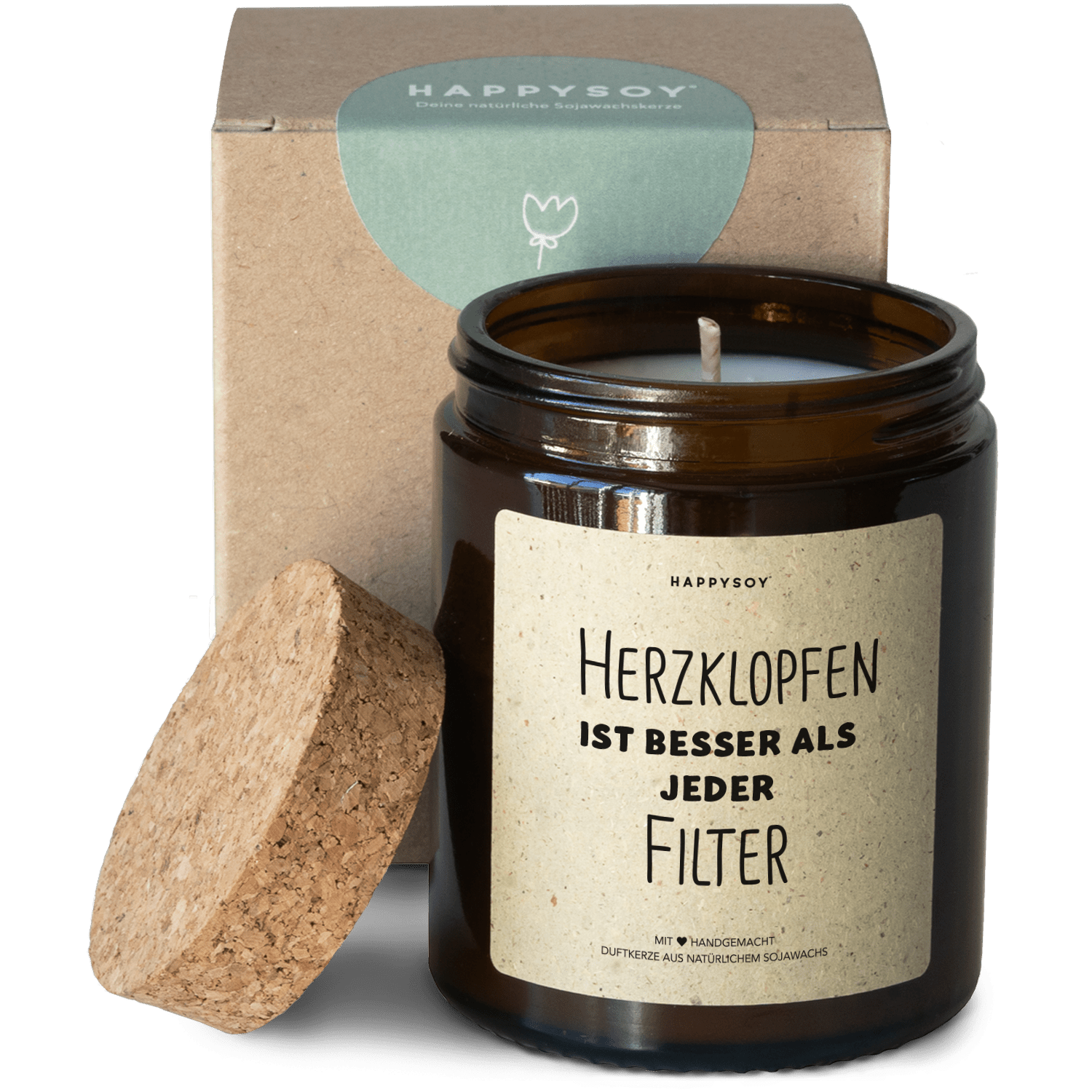 Duftkerze - Herzklopfen ist besser als jeder Filter. - Happysoy®