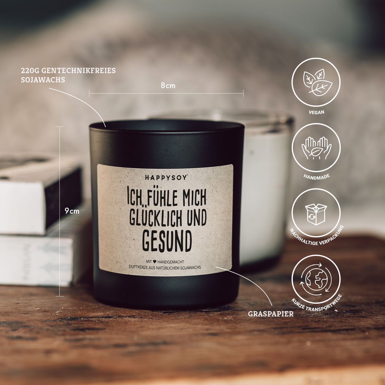 Duftkerze - Ich fühle mich glücklich und gesund! - Happysoy®