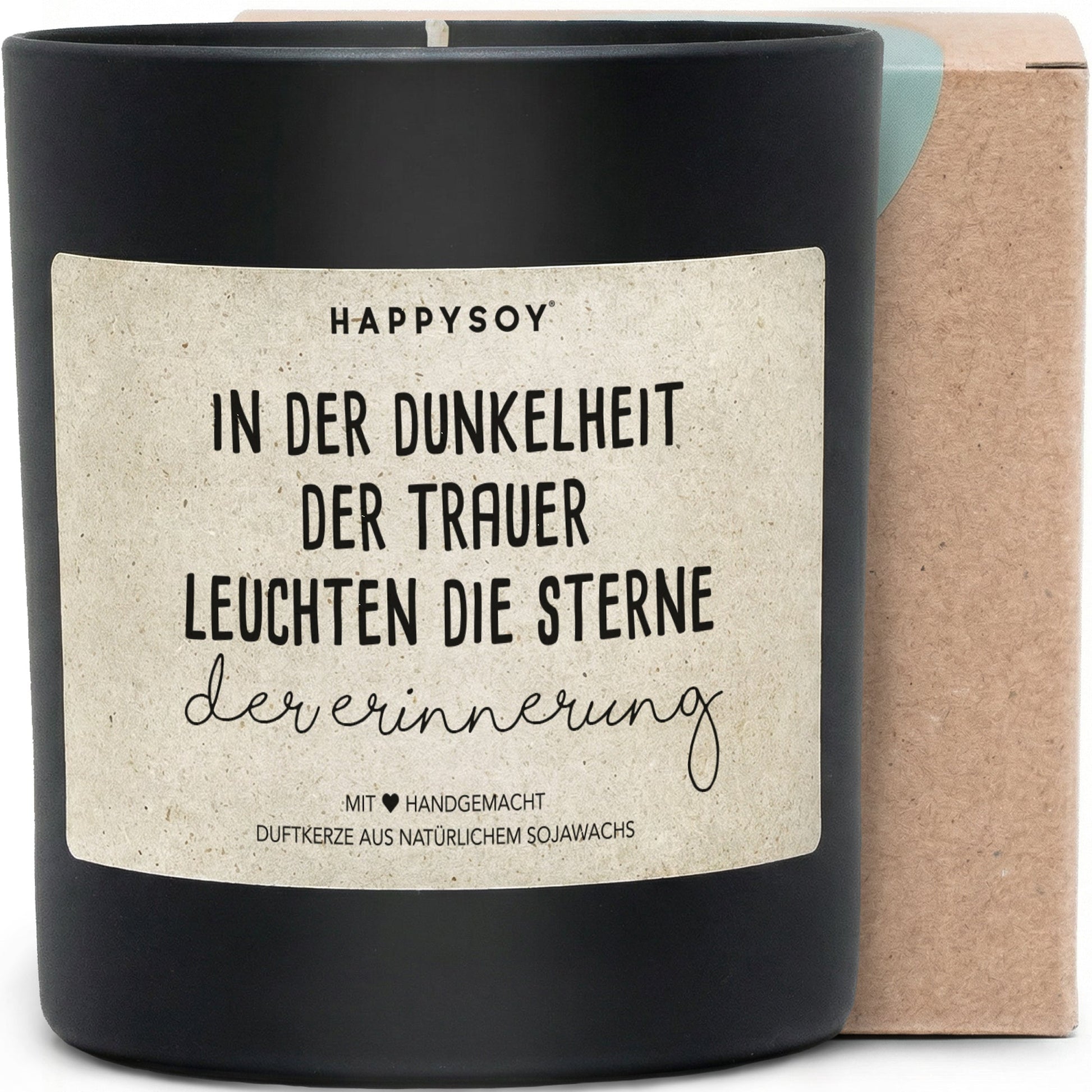 Duftkerze - In der Dunkelheit der Trauer leuchten die Sterne der Erinnerung - Happysoy®