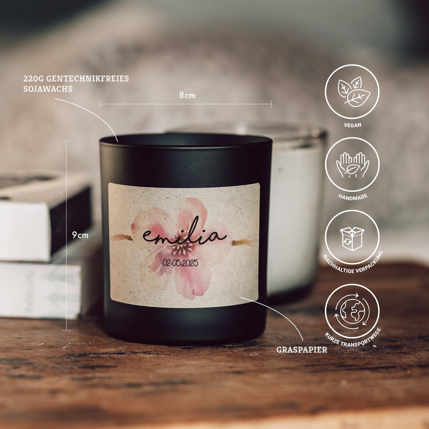 Duftkerze - Kirschblüte (Personalisierbar) - Happysoy®