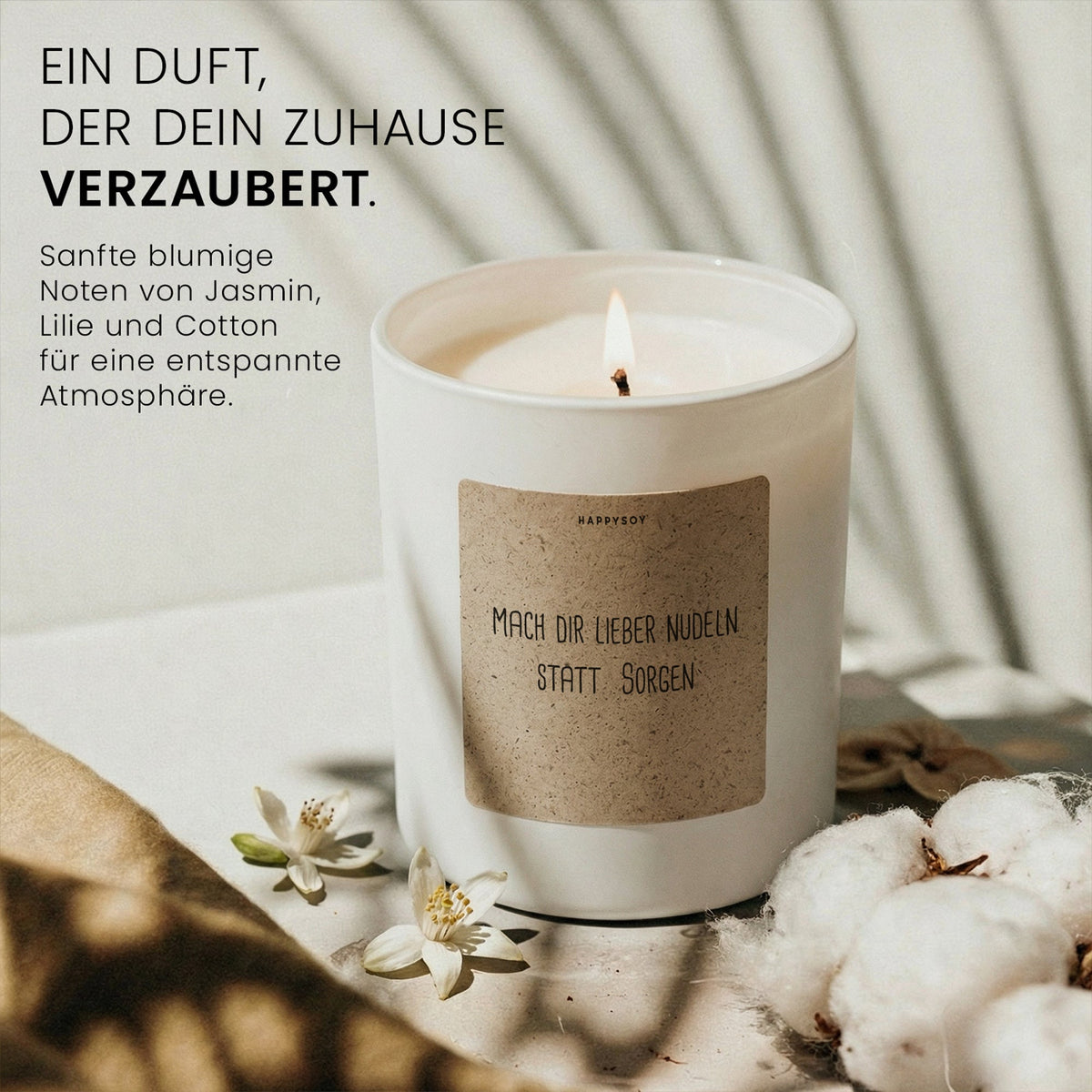 Duftkerze - mach dir lieber nudeln statt Sorgen - Happysoy®