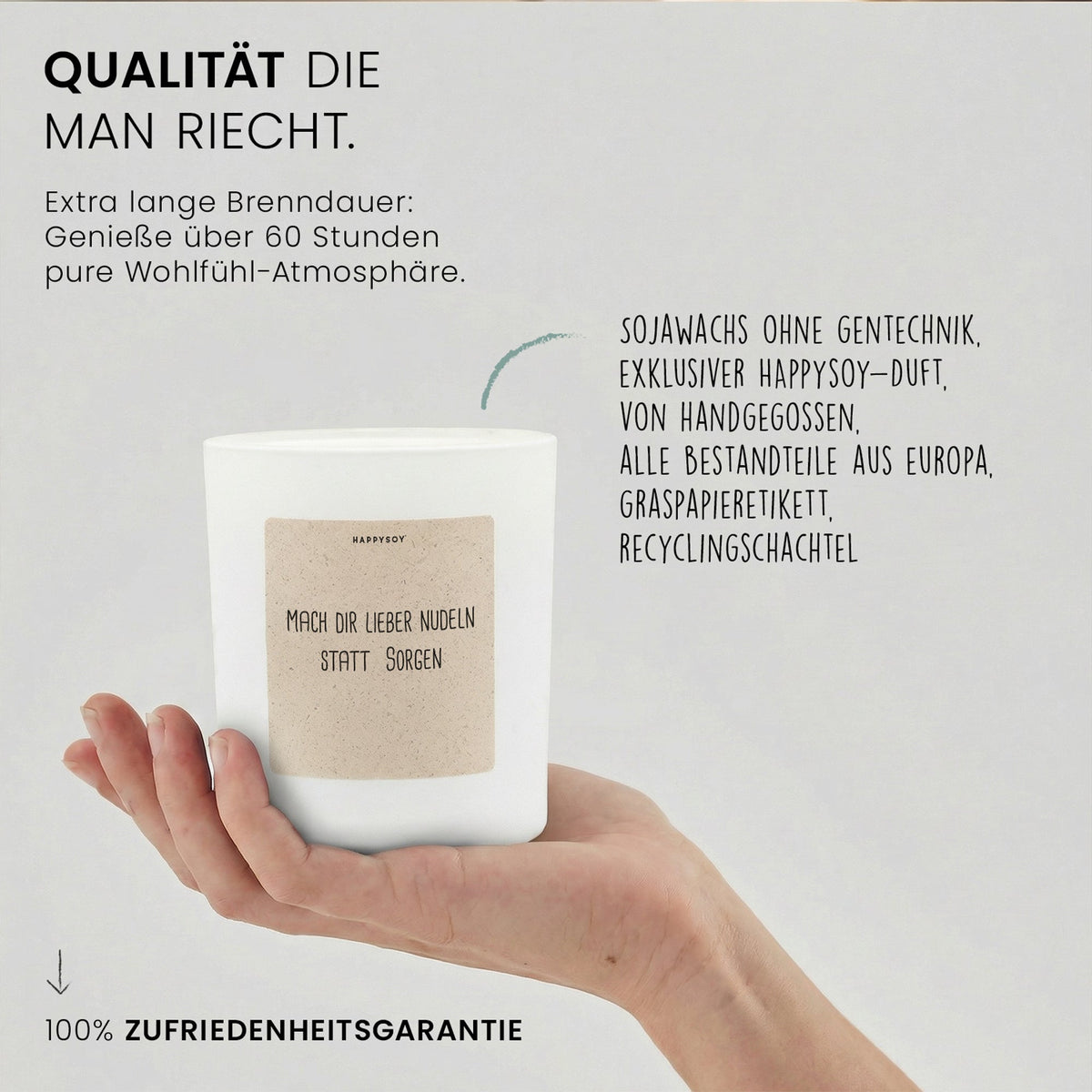 Duftkerze - mach dir lieber nudeln statt Sorgen - Happysoy®
