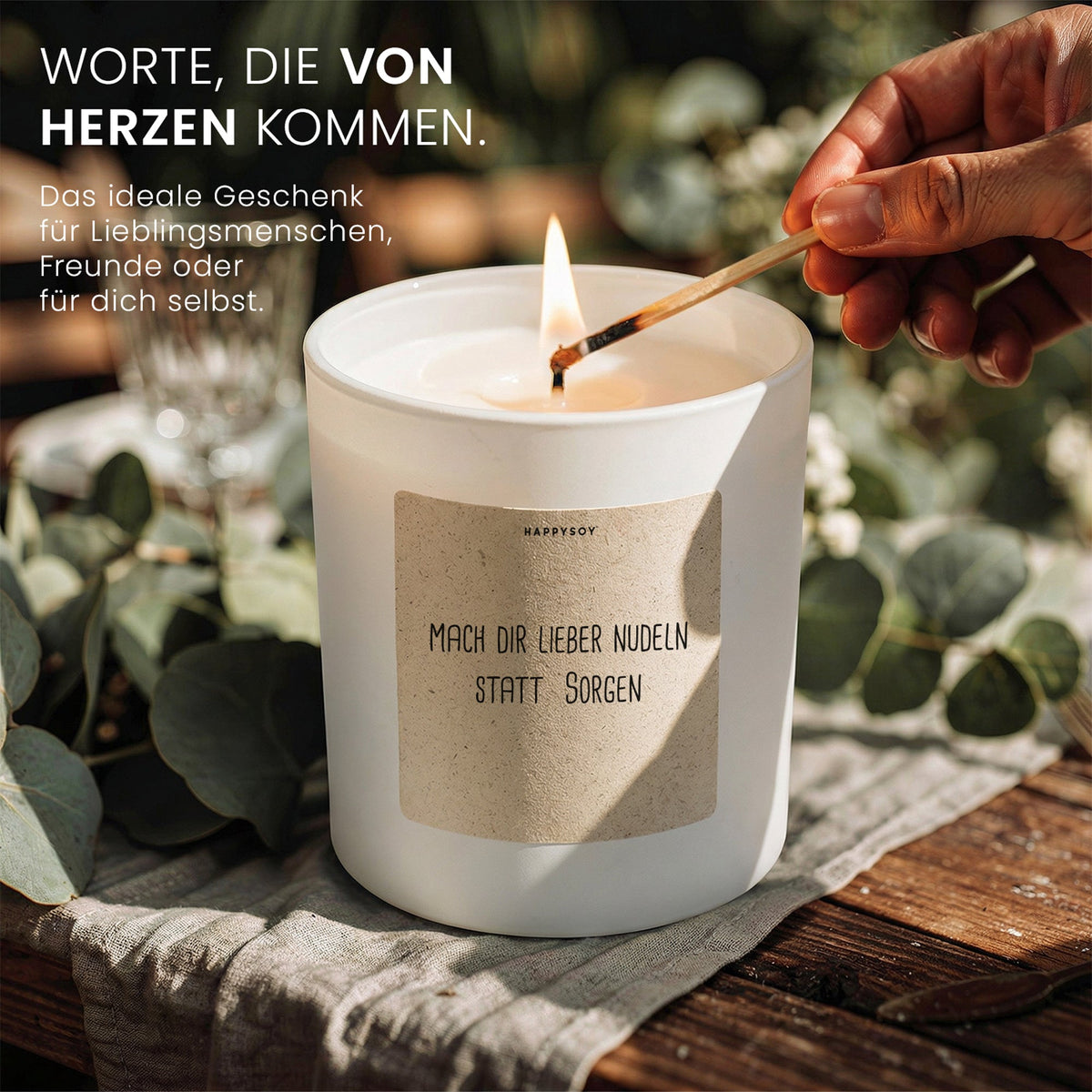 Duftkerze - mach dir lieber nudeln statt Sorgen - Happysoy®