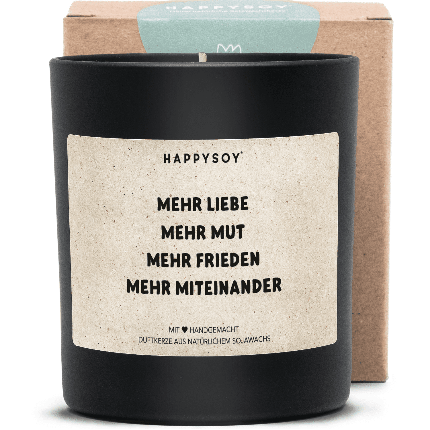 Duftkerze - mehr liebe, mehr mut, mehr frieden, mehr miteinander - Happysoy®