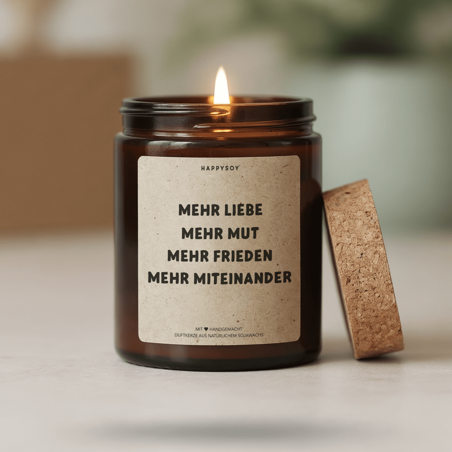 Duftkerze - mehr liebe, mehr mut, mehr frieden, mehr miteinander - Happysoy®