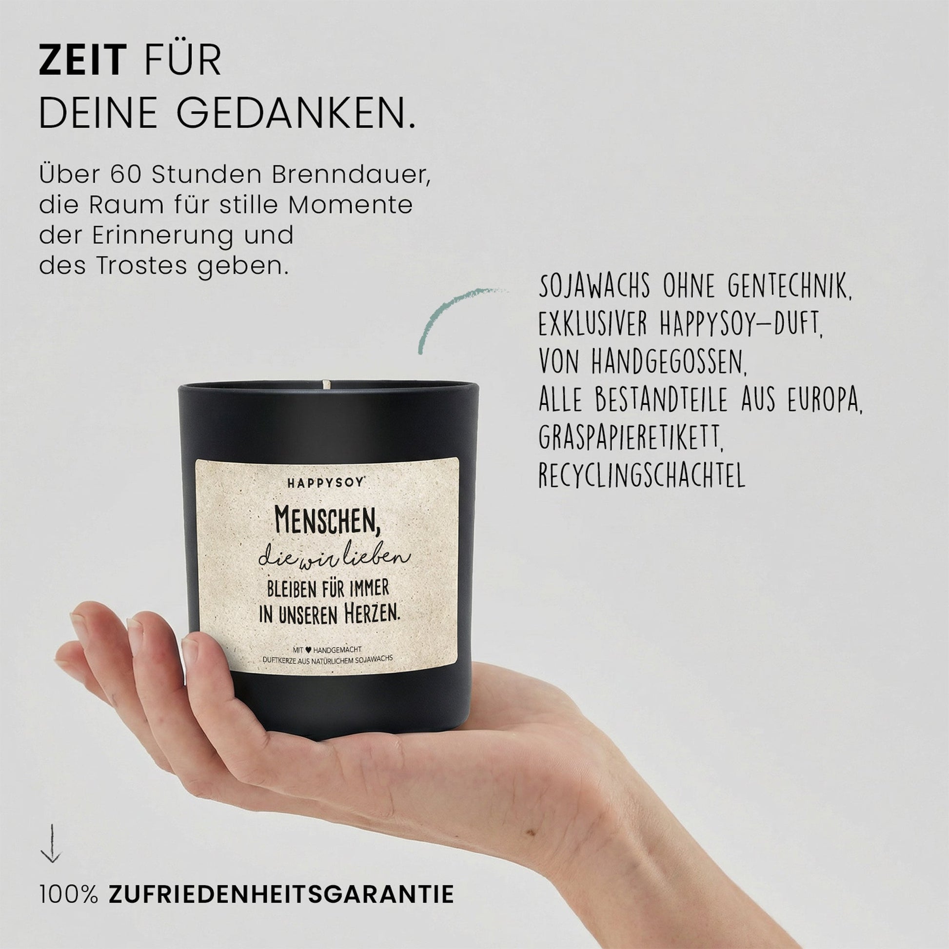 Duftkerze - Menschen die wir lieben, bleiben für immer in unseren Herzen. - Happysoy®