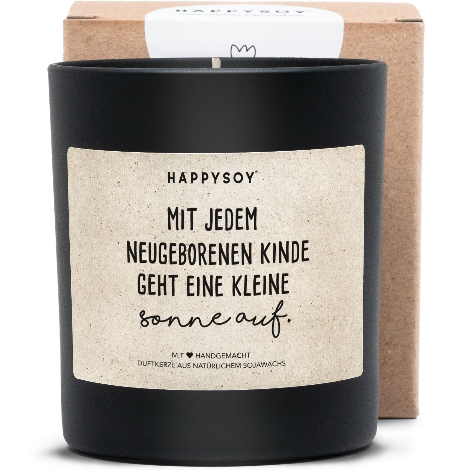 Duftkerze - Mit jedem neugeborenen Kinde geht eine kleine Sonne auf. - Happysoy®
