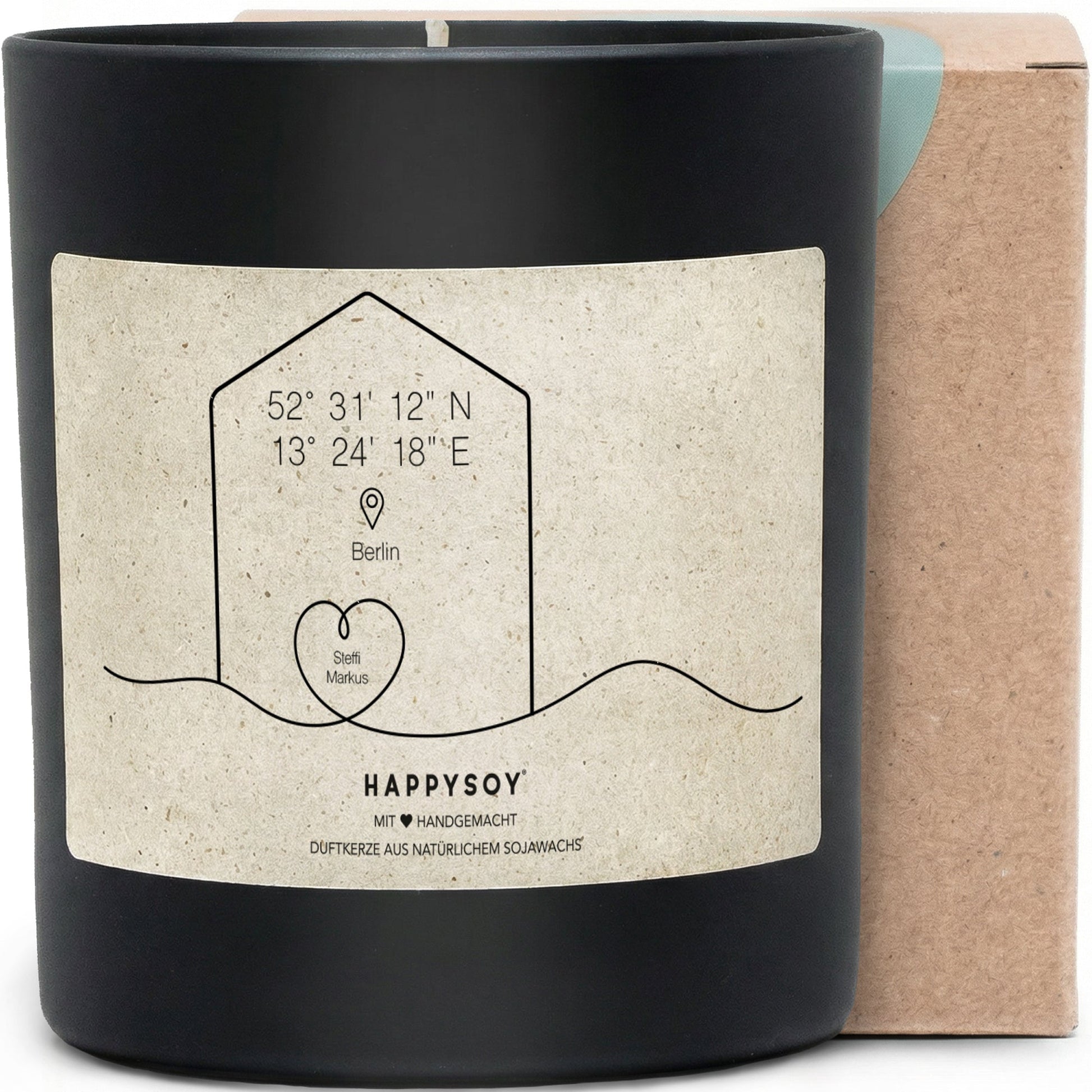 Duftkerze - Ort & Namen (Personalisierbar) - Happysoy®