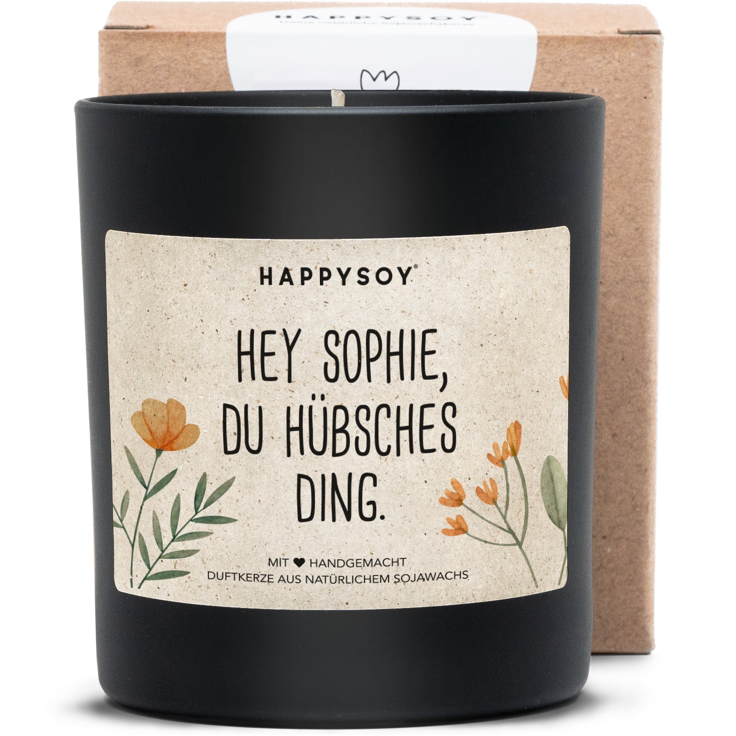 Duftkerze - PERSONALISIERBAR: Du hübsches Ding (mit Namen) - Happysoy®
