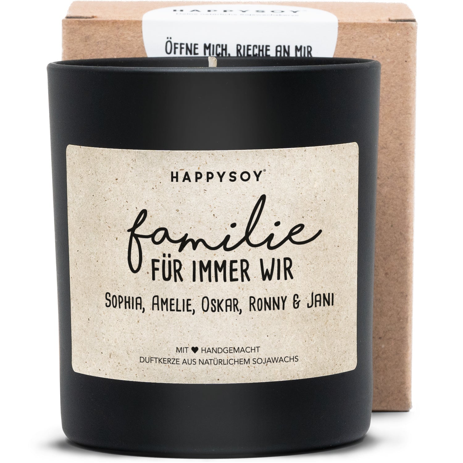 Duftkerze - PERSONALISIERBAR: Familie - für immer wir (mit Namen) - Happysoy®