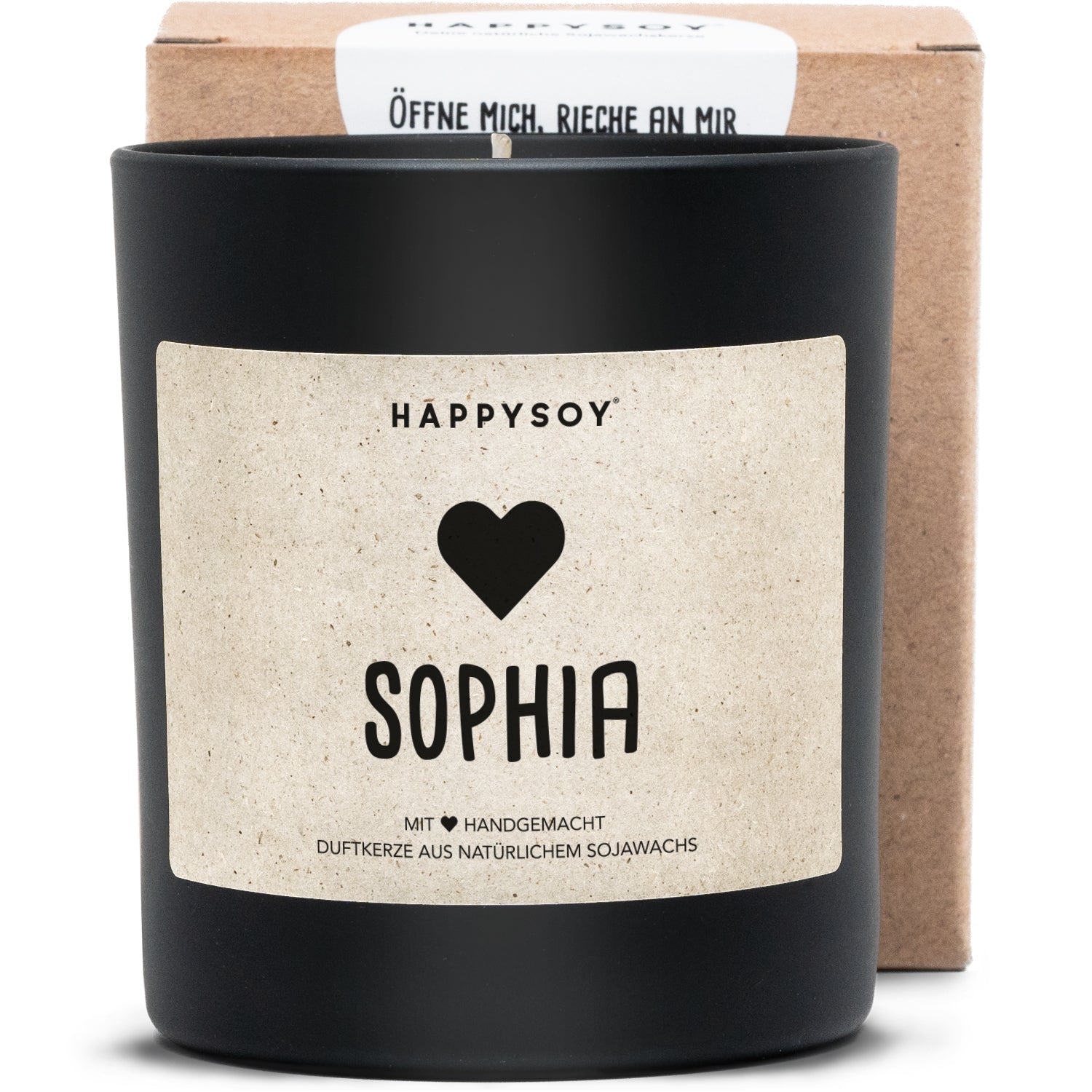 Duftkerze - PERSONALISIERBAR: Herz (mit Name) - Happysoy®