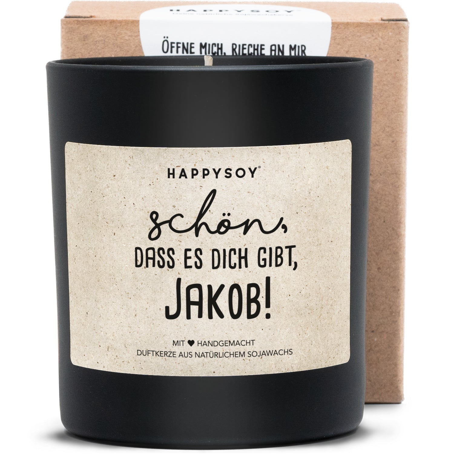 Duftkerze - PERSONALISIERBAR: Schön, dass es dich gibt. (mit Namen) - Happysoy®