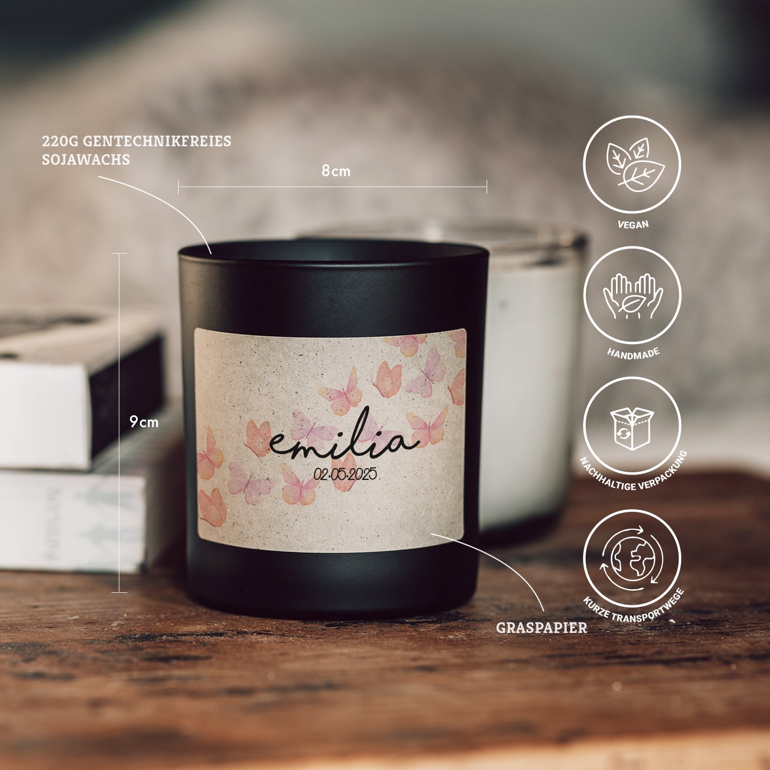 Duftkerze - Schmetterling (Personalisierbar) - Happysoy®