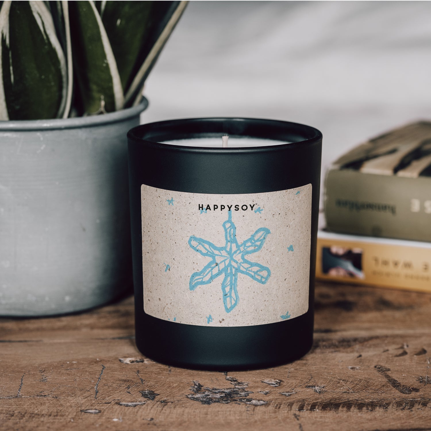 Duftkerze schwarz - Art Collection by Steffi Bauer "Blauer Stern" - Happysoy®